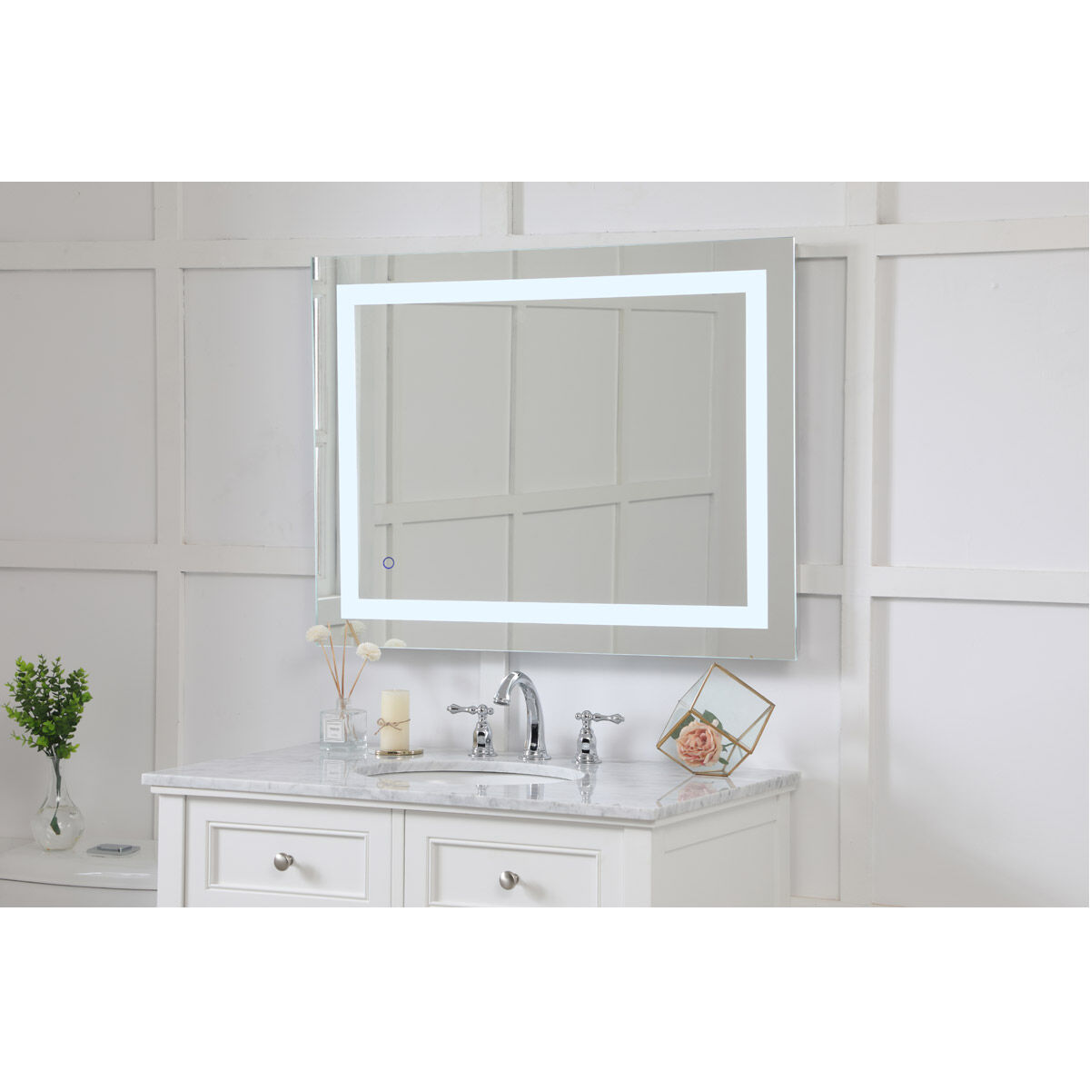Helios 36 X 27 inch Silver Lighted Wall Mirror 