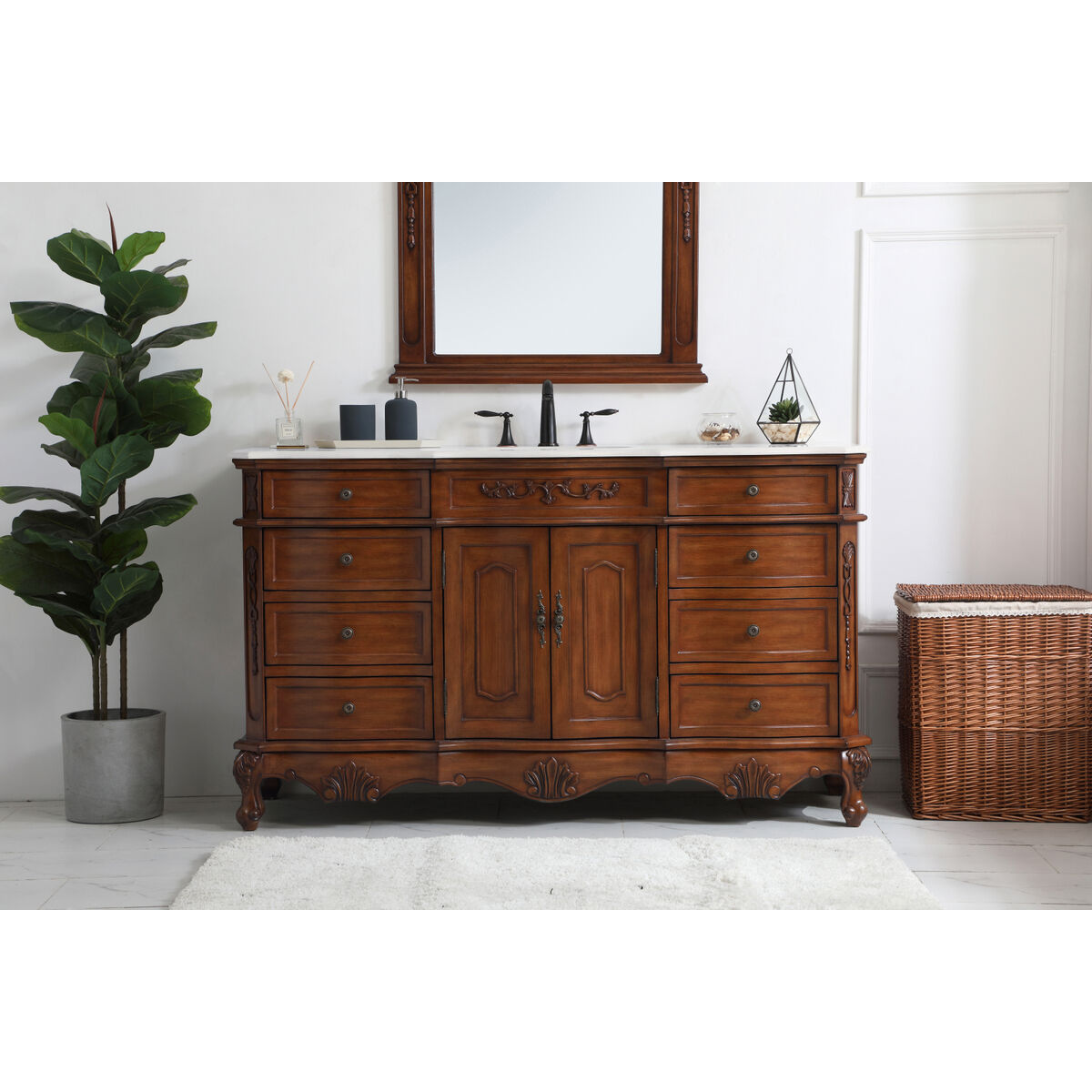 Danville 60 X 21 X 36 inch Teak Vanity Sink Set