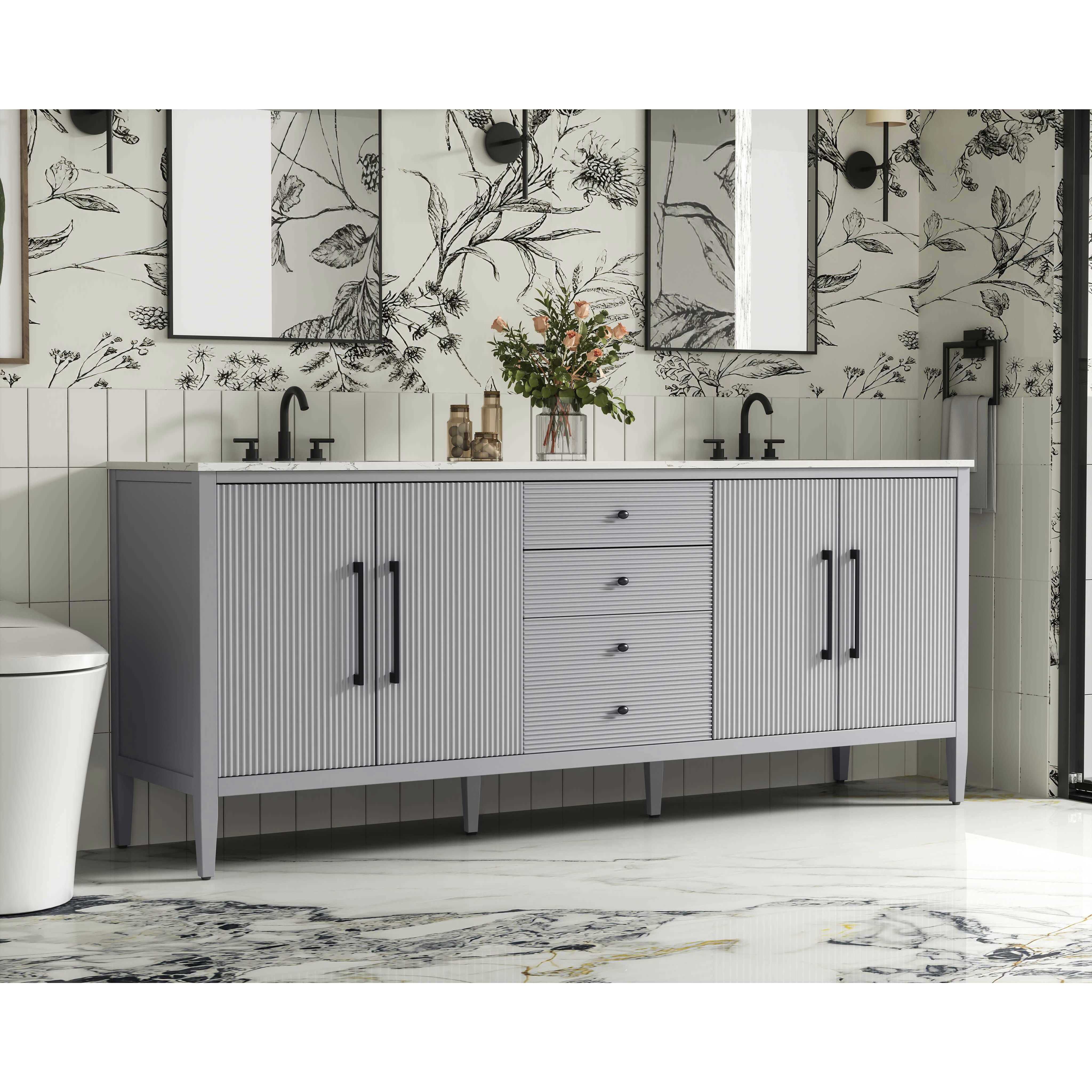 Blakely 84 X 34 inch Grey Bathroom Vanity Cabinet