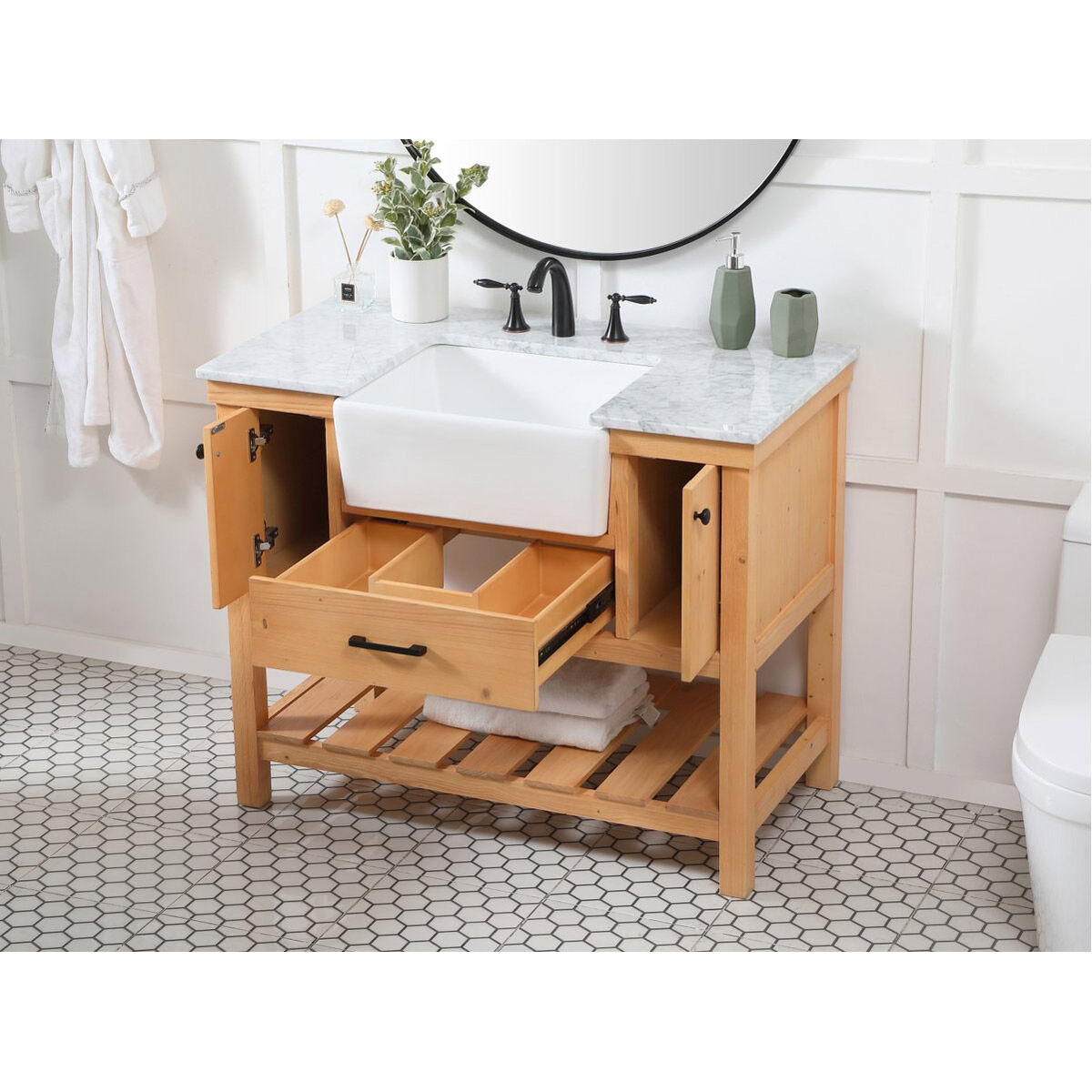 Clement 42 X 22 X 34 inch Natural Wood Bathroom Vanity Cabinet