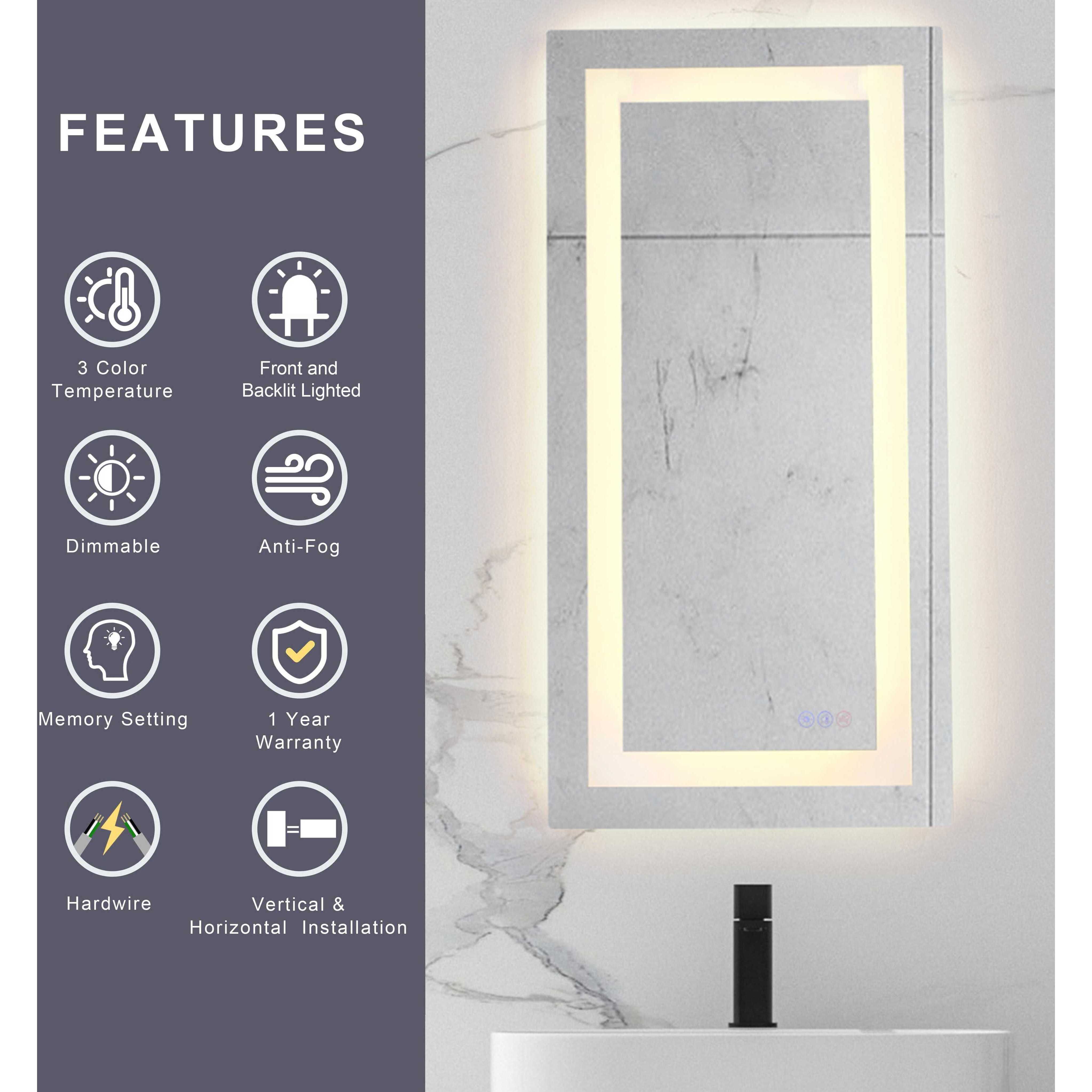 Riven 30 X 24 inch White LED Mirror
