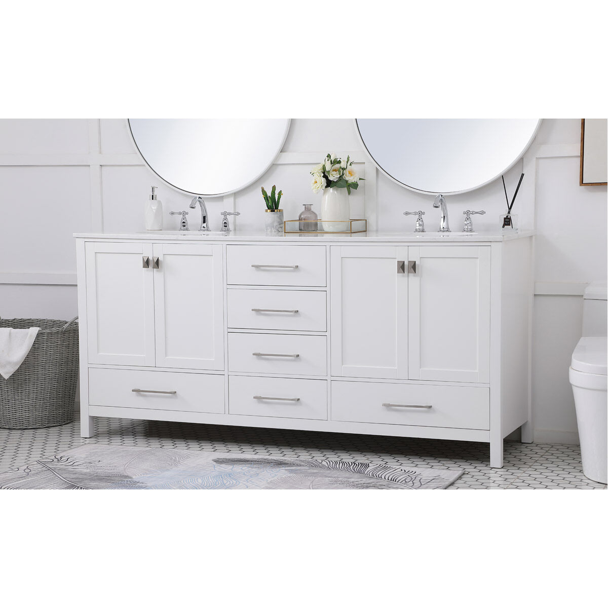 Irene 72 X 22 X 34 inch White Vanity Sink Set