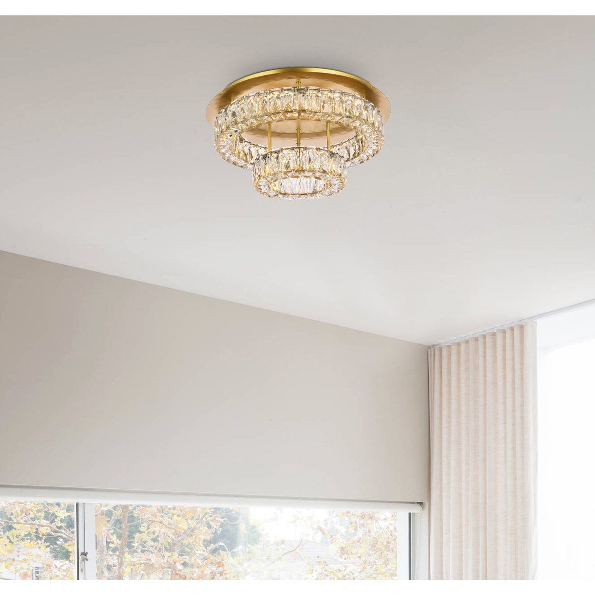 Monroe 2 Light 22 inch Gold Flush Mount Ceiling Light 