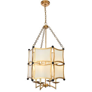 White Sails 4 Light 23 inch Golden Iron and Flat Black Chandelier Ceiling Light, Urban Classic
