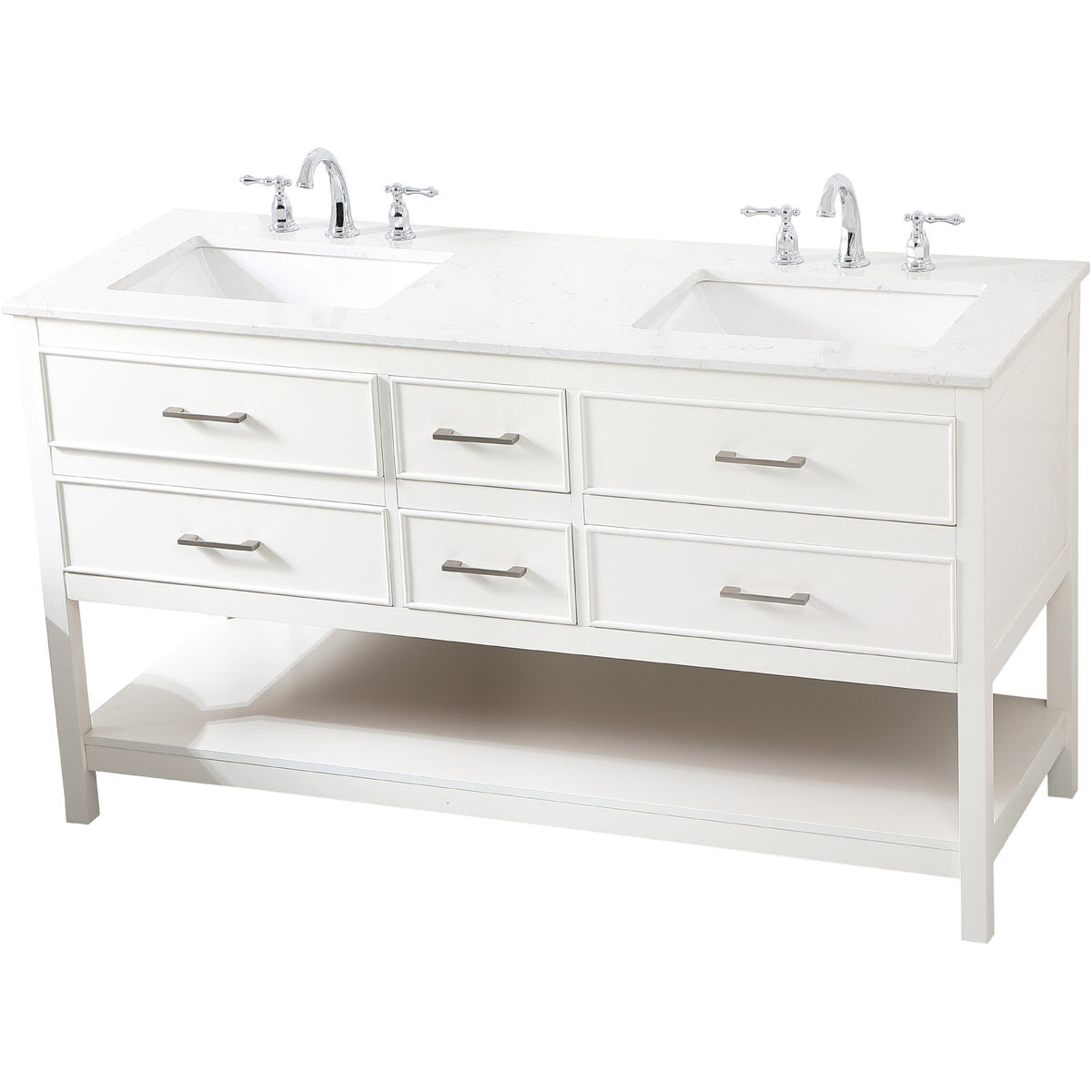 Sinclaire 60 X 22 X 34 inch White Vanity Sink Set