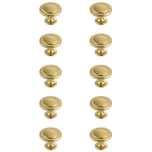 Logyn Brushed Gold Hardware Cabinet Knob, Set of 10