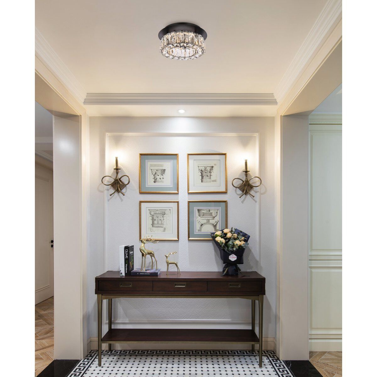 Monroe 1 Light 12 inch Black Flush Mount Ceiling Light