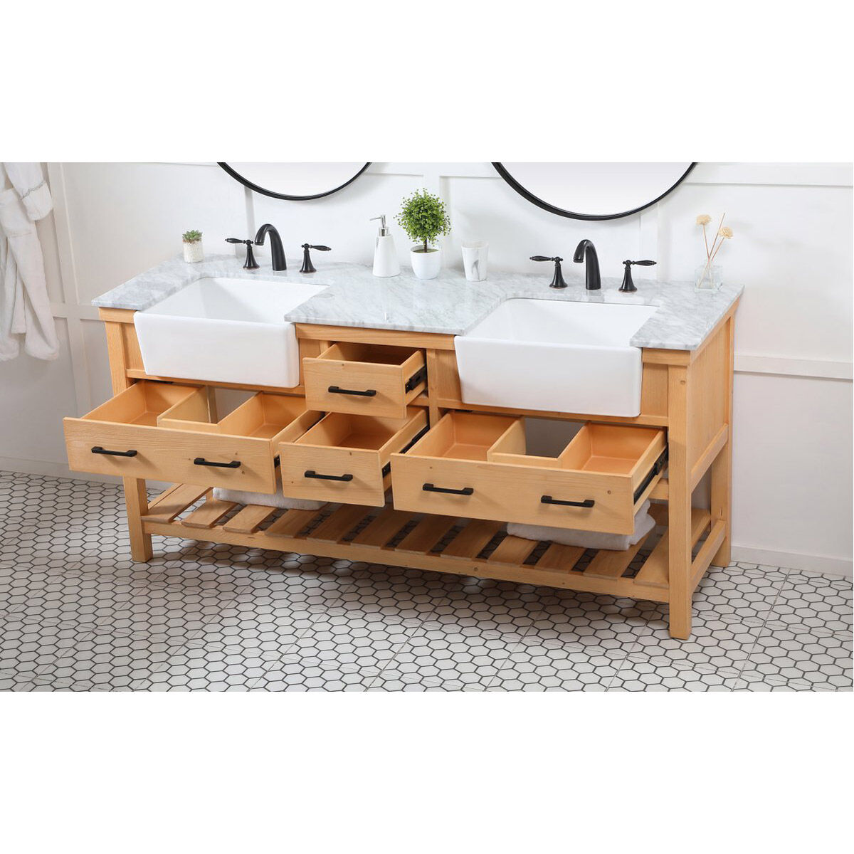 Clement 72 X 22 X 34 inch Natural Wood Bathroom Vanity Cabinet