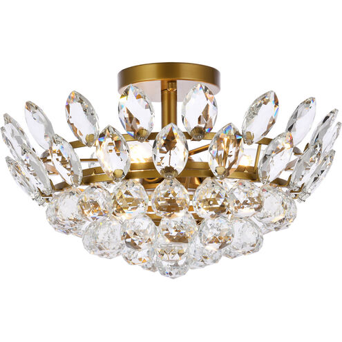 Emilia 3 Light 16 inch Brass Flush Mount Ceiling Light