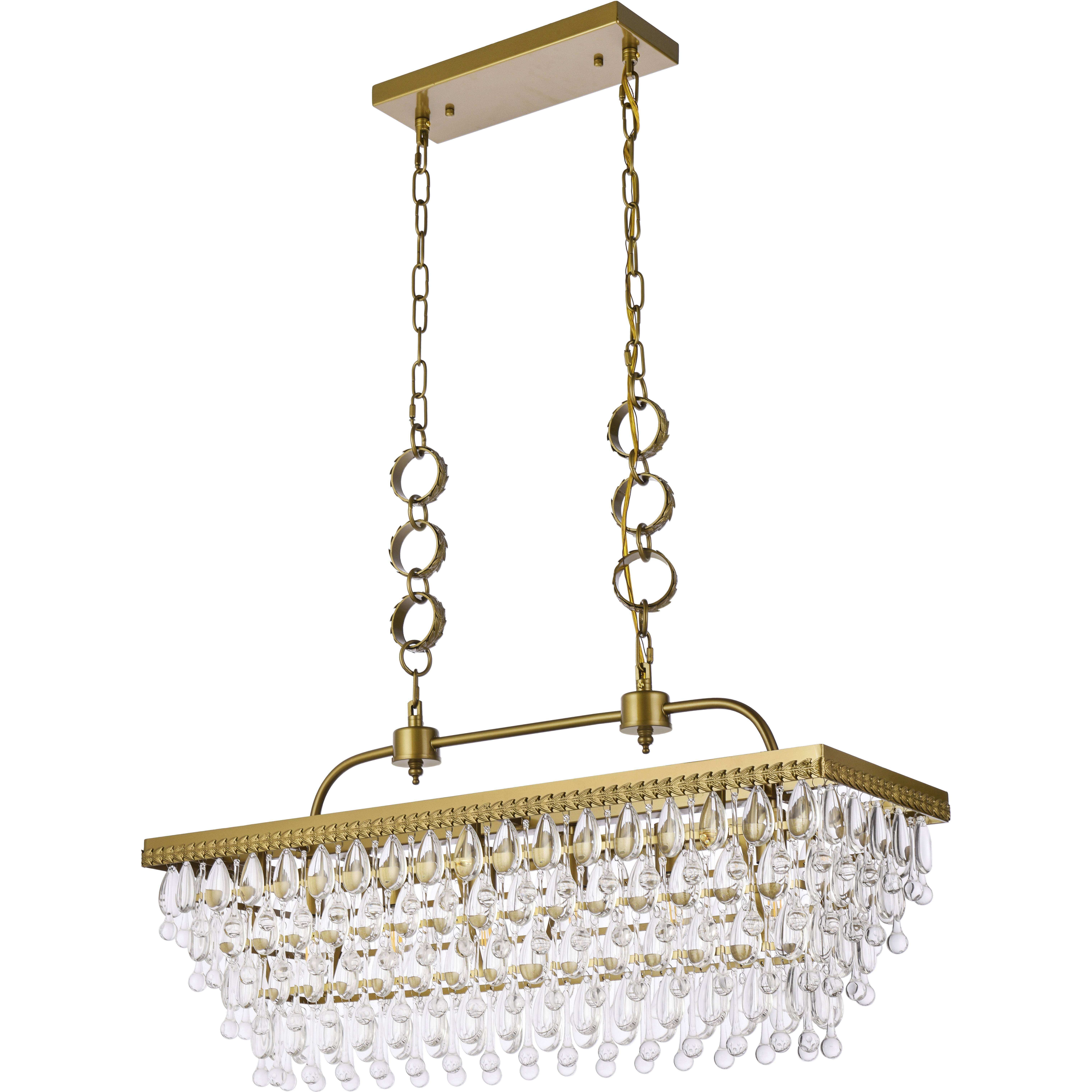 Nordic 6 Light 32 inch Brass Linear Pendant Ceiling Light