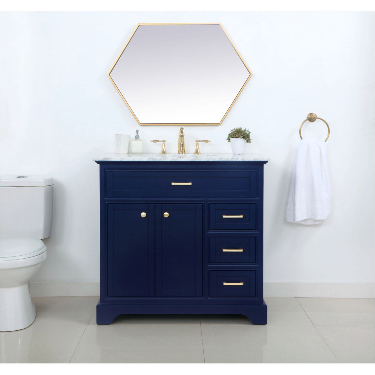 Americana 36 X 22 X 35 inch Blue Vanity Sink Set