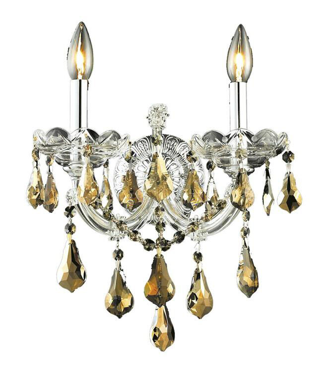 Maria Theresa 2 Light 12 inch Chrome Wall Sconce Wall Light in Golden Teak