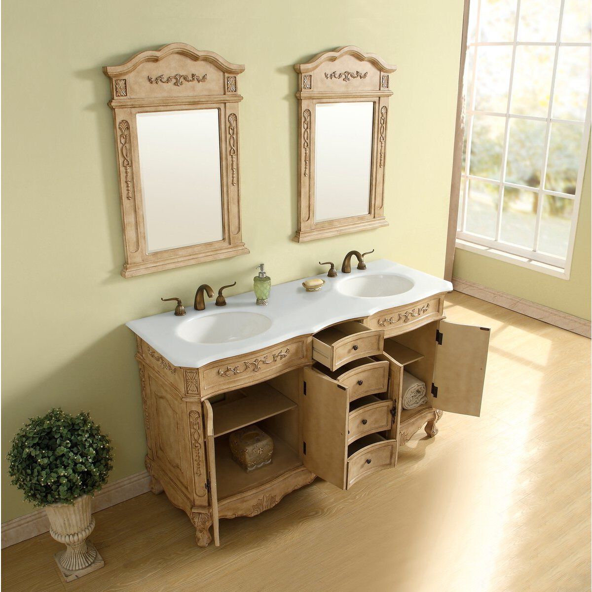 Danville 60 X 21 X 36 inch Antique Beige Vanity Sink Set