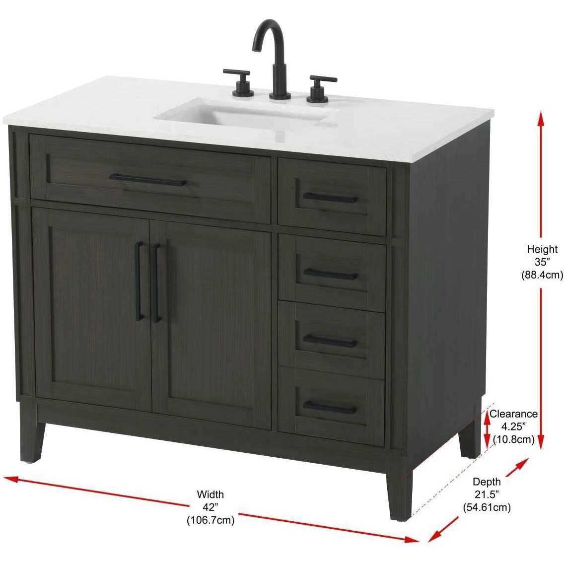 Virginia 42 X 35 inch Mocha Brown Bathroom Vanity Cabinet