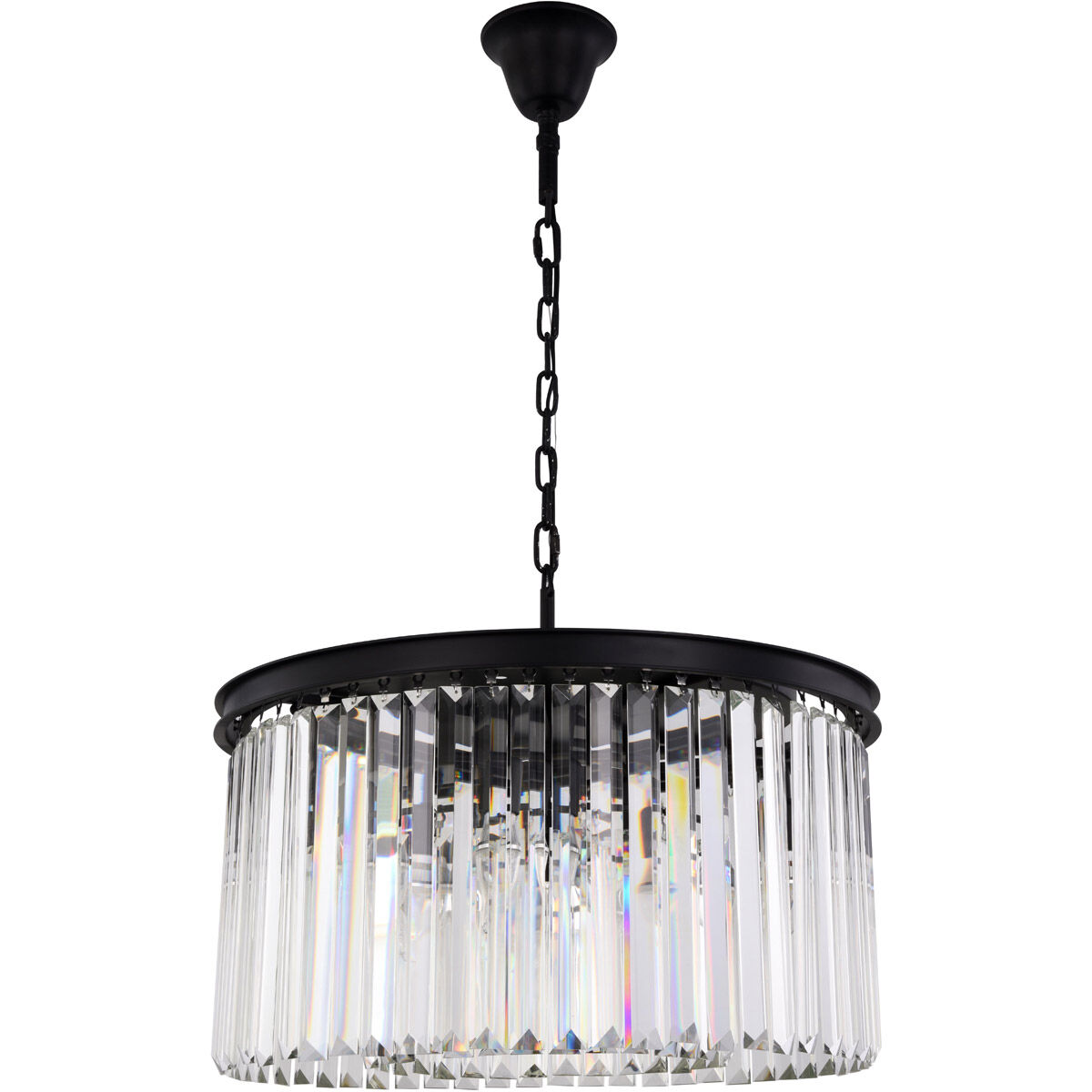 Sydney 8 Light 26 inch Matte Black Chandelier Ceiling Light in Clear, Urban Classic