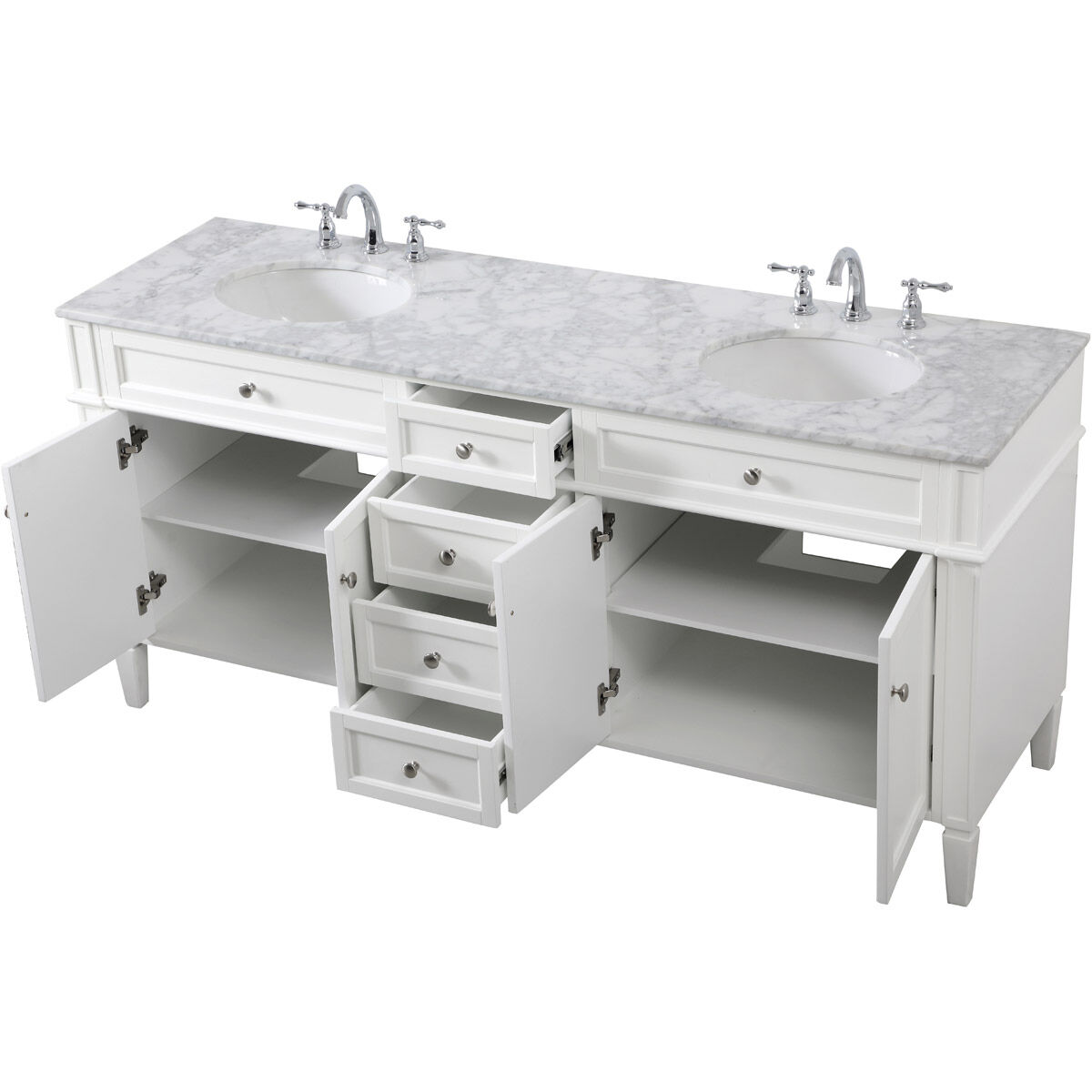 Park Avenue 72 X 21.5 X 35 inch White Vanity Sink Set