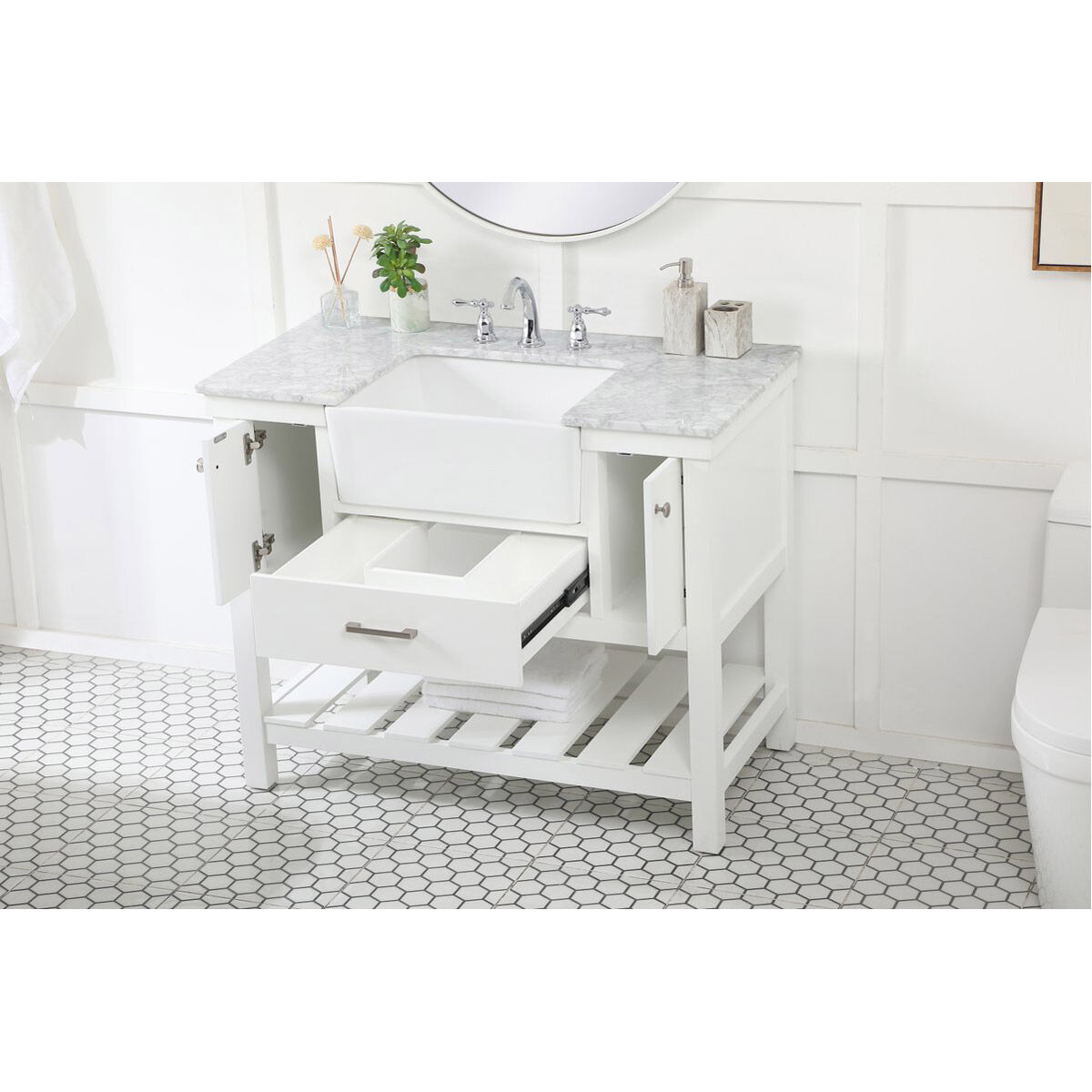 Clement 42 X 22 X 34 inch White Bathroom Vanity Cabinet