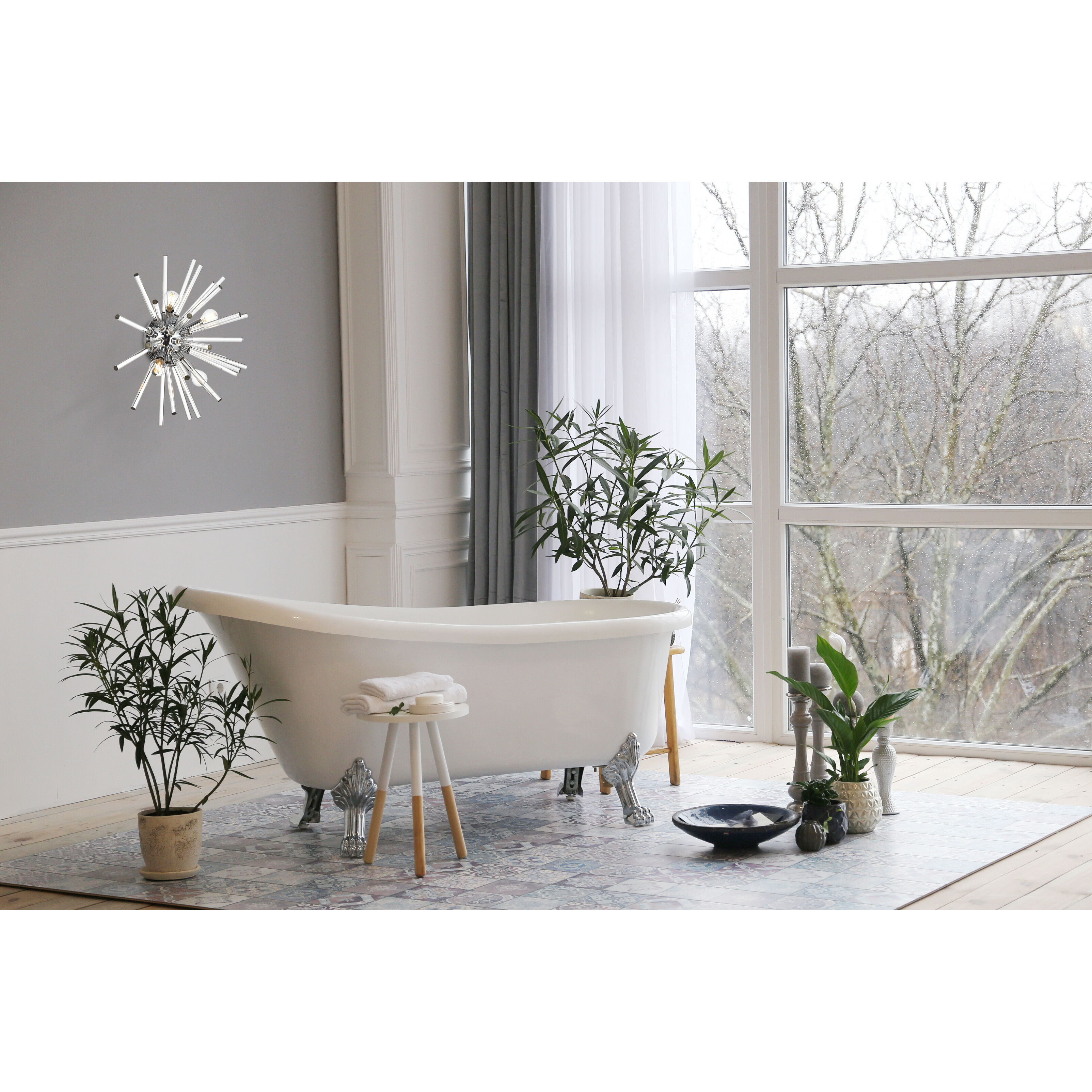 Sienna 4 Light 18 inch Chrome Wall Sconce Wall Light, can be Flush Mounted