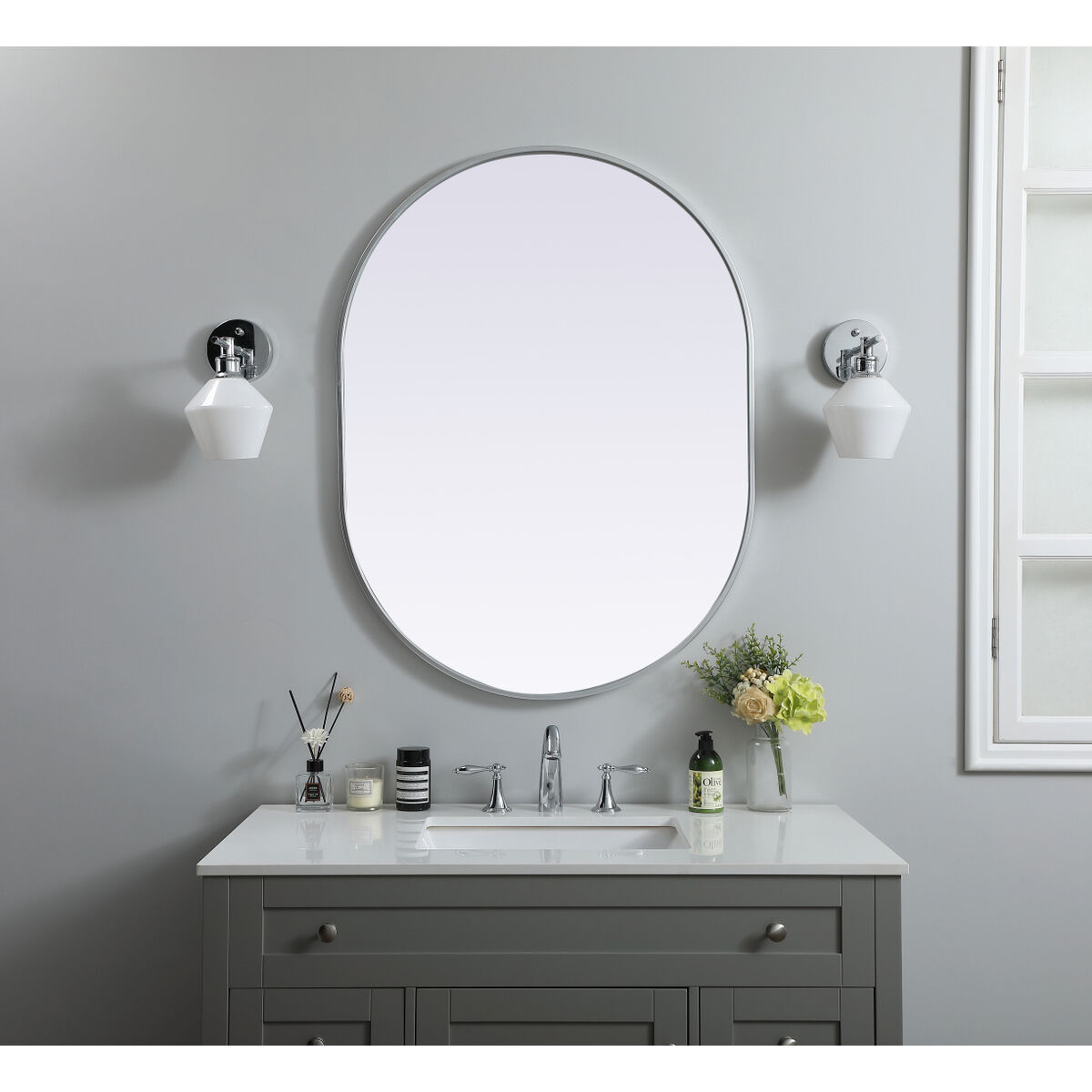 Asha 40 X 30 inch Silver Mirror in 30 x 40