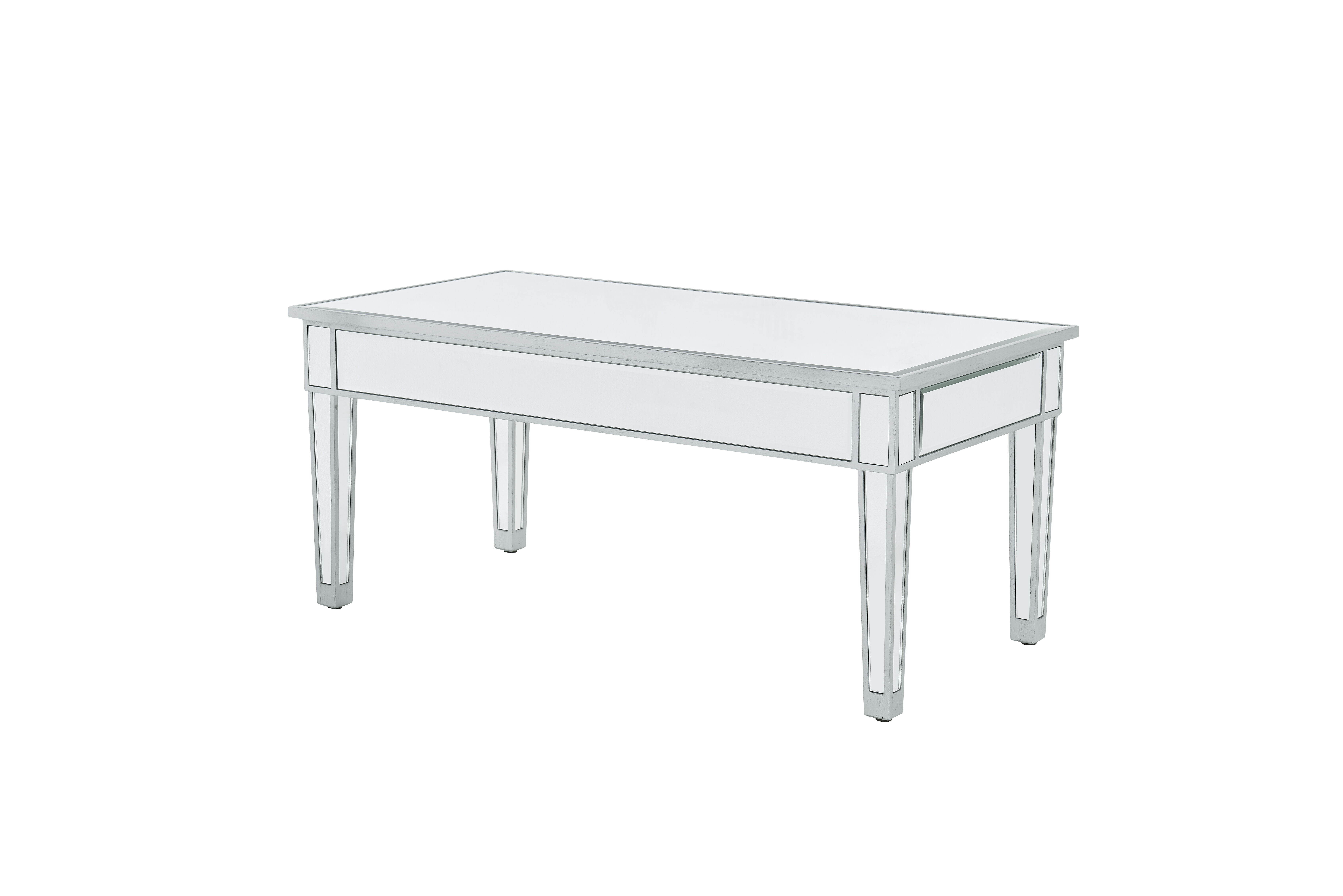 Reflexion 40 X 18 inch Antique Hand Painted Silver Coffee Table