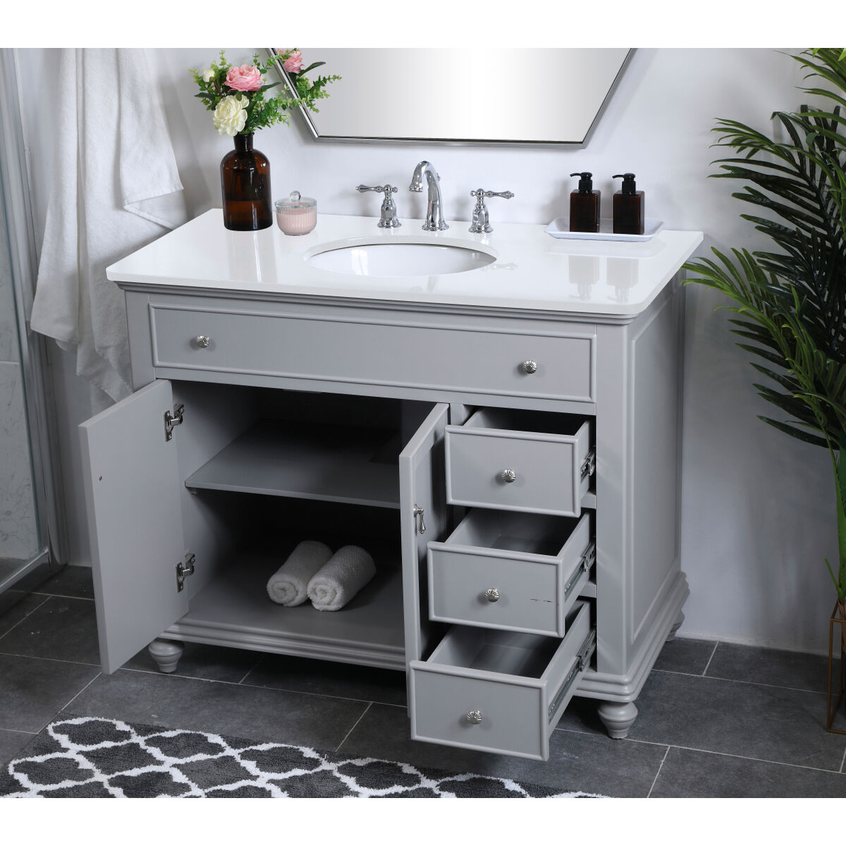 Otto 42 X 21 X 35 inch Grey Vanity Sink Set