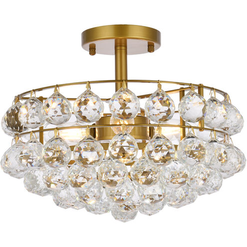 Savannah 3 Light 14 inch Brass Flush Mount Ceiling Light
