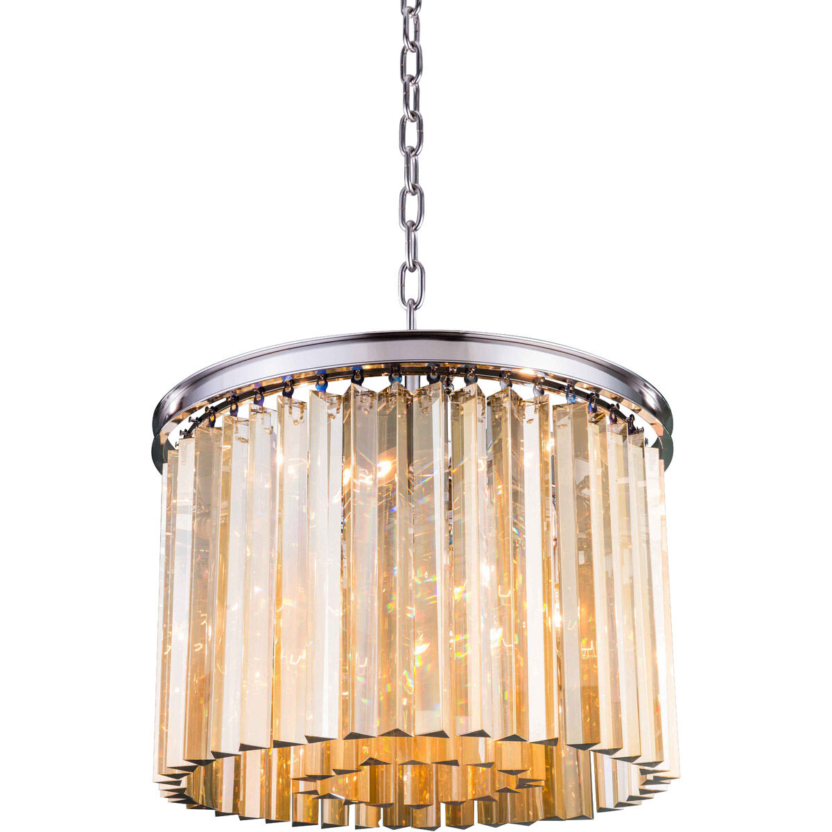 Sydney 6 Light 20 inch Polished Nickel Pendant Ceiling Light in Golden Teak, Urban Classic