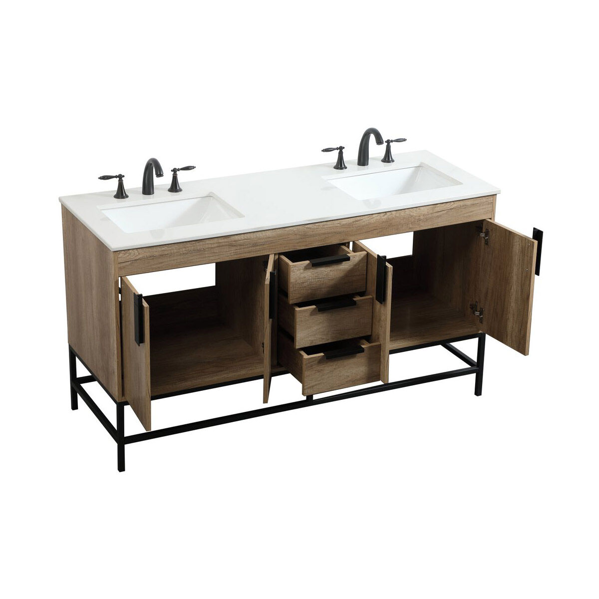 Eugene 60 X 22 X 33.5 inch Natural Oak Vanity Sink Set