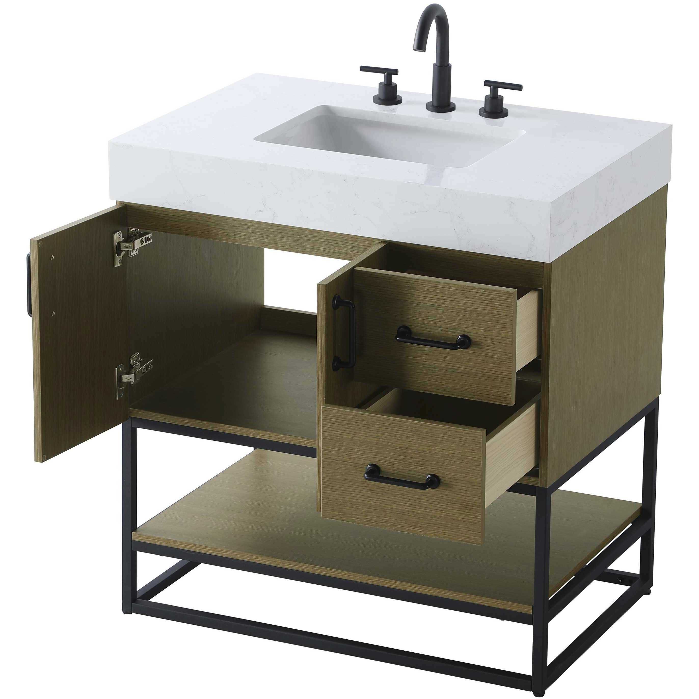 Caroline 32 X 34 inch Chestnut Brown Bathroom Vanity Cabinet