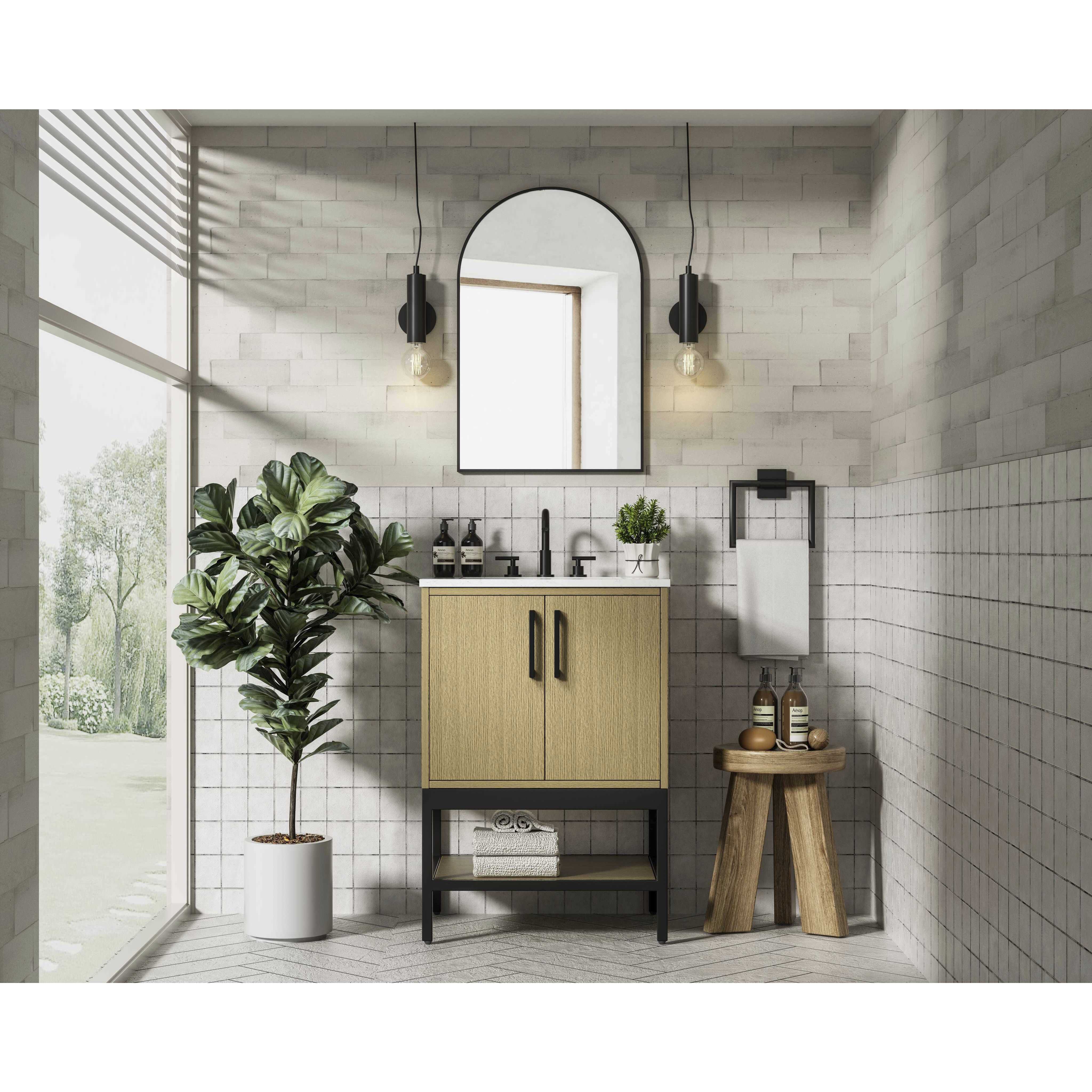 Lennox 24 X 34 inch Honey Brown Bathroom Vanity Cabinet