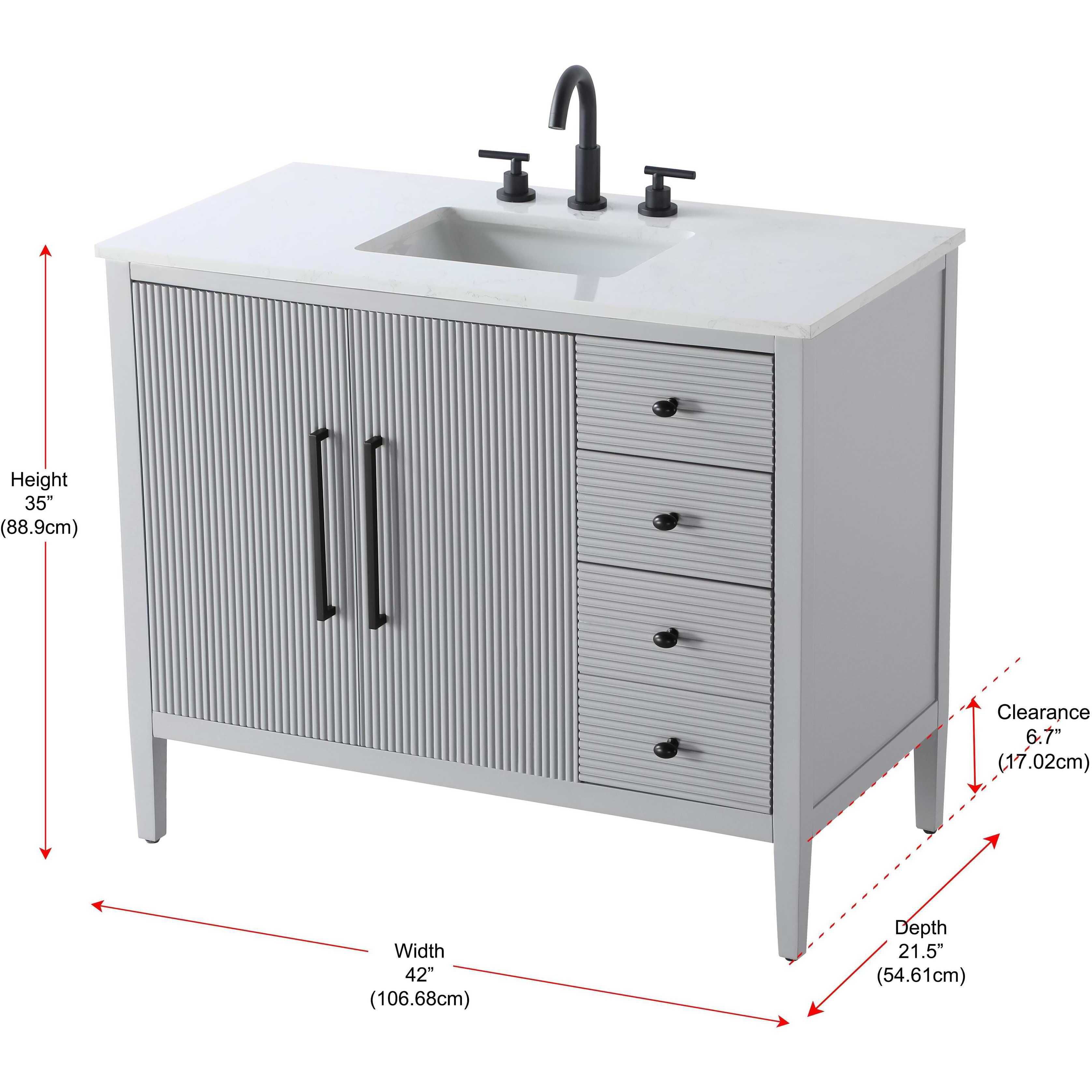 Blakely 42 X 34 inch Grey Bathroom Vanity Cabinet