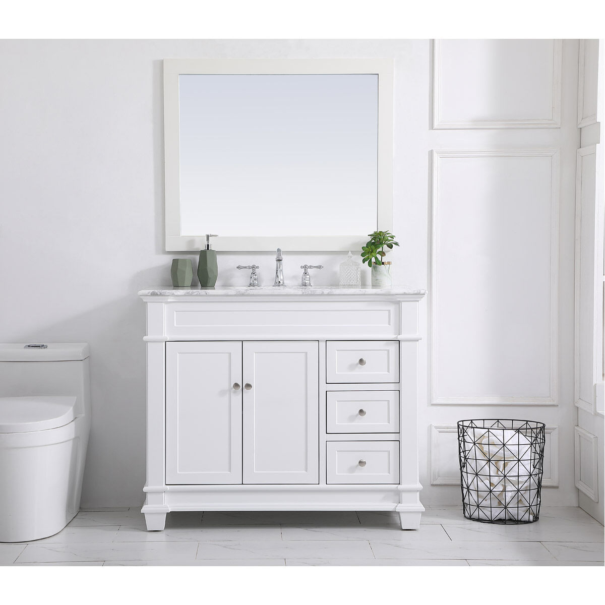 Wesley 42 X 21.5 X 35 inch White Vanity Sink Set