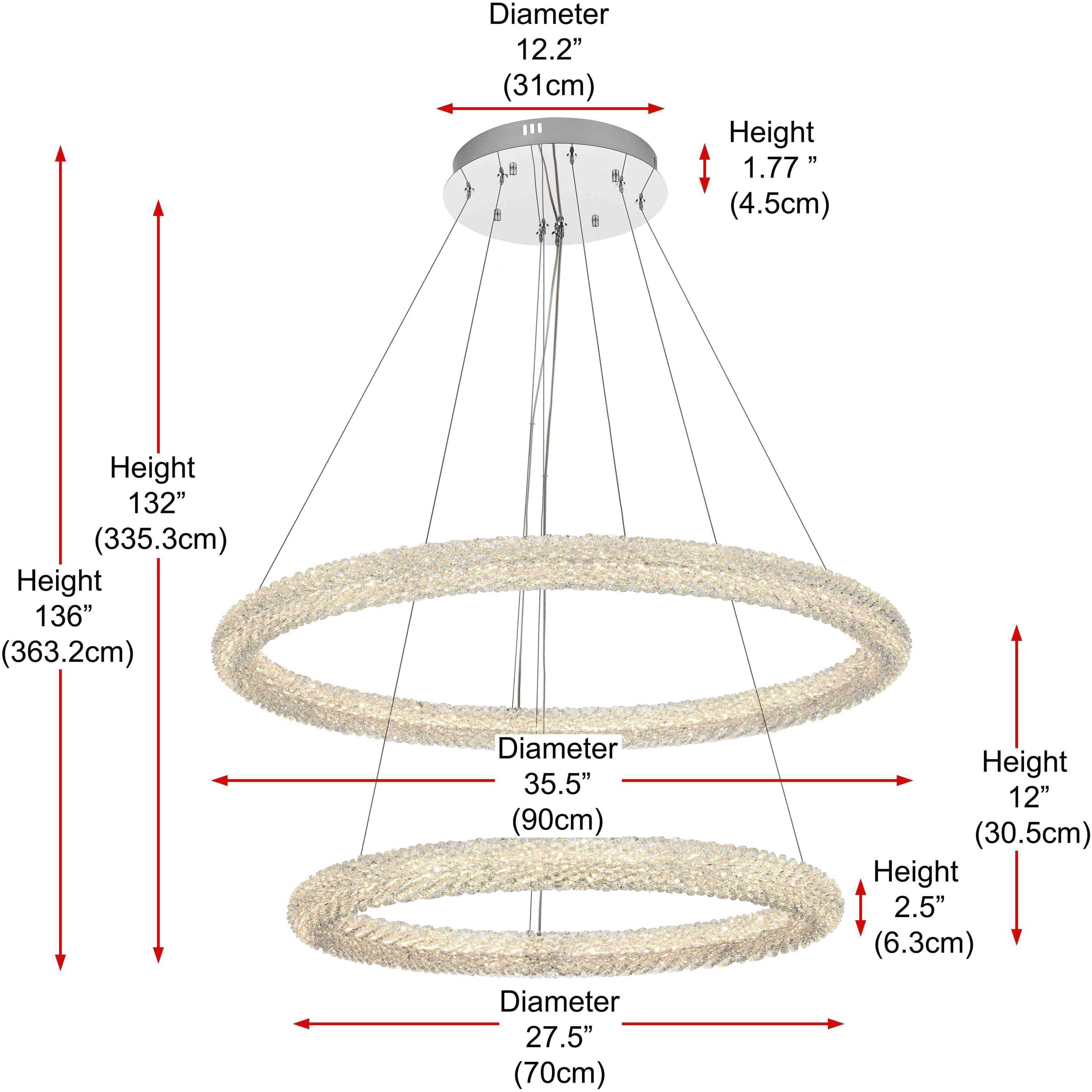 Bowen 2 Light 35.5 inch Chrome Chandelier Ceiling Light