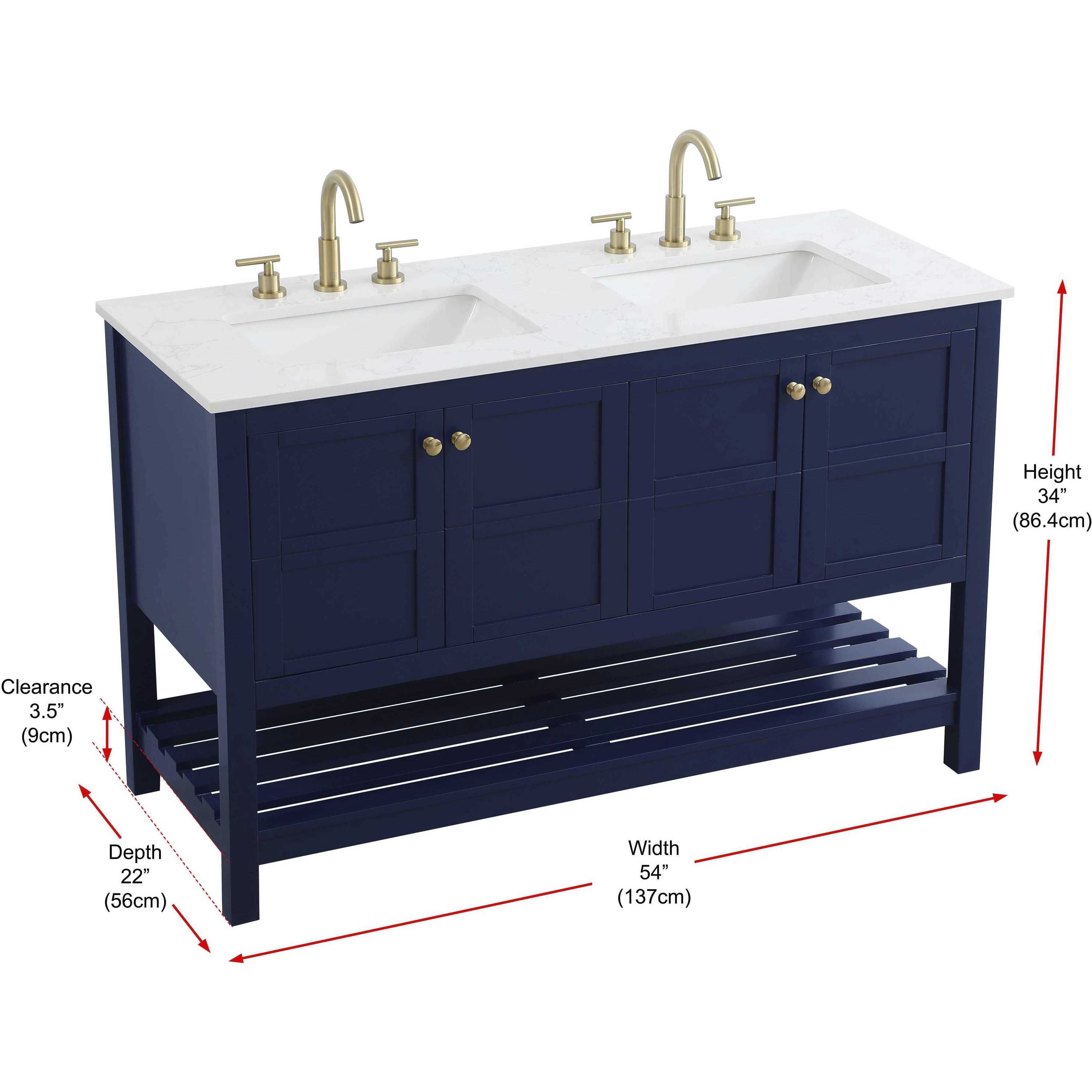 Theo 54 X 34 inch Blue Bathroom Vanity Cabinet