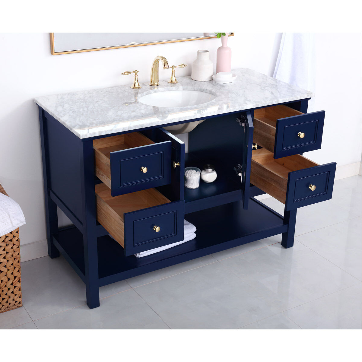 Metropolis 48 X 22 X 34 inch Blue Vanity Sink Set