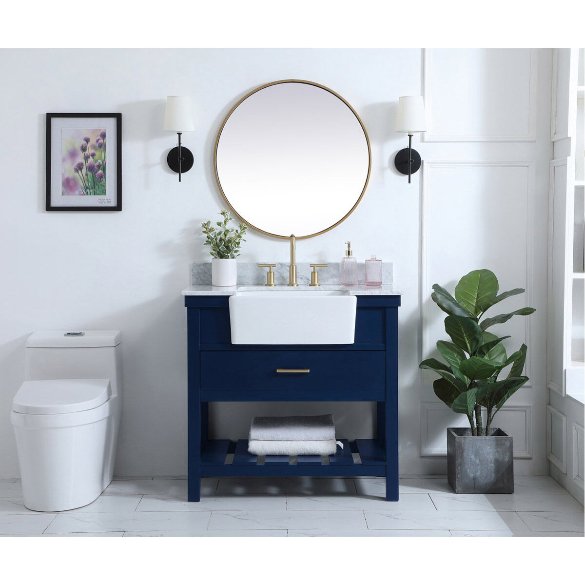 Clement 36 X 22 X 34.13 inch Blue Bathroom Vanity Cabinet