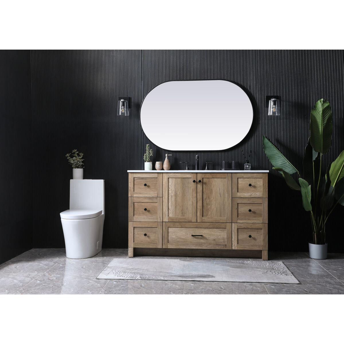 Soma 54 X 19 X 34 inch Natural Oak Vanity Sink Set