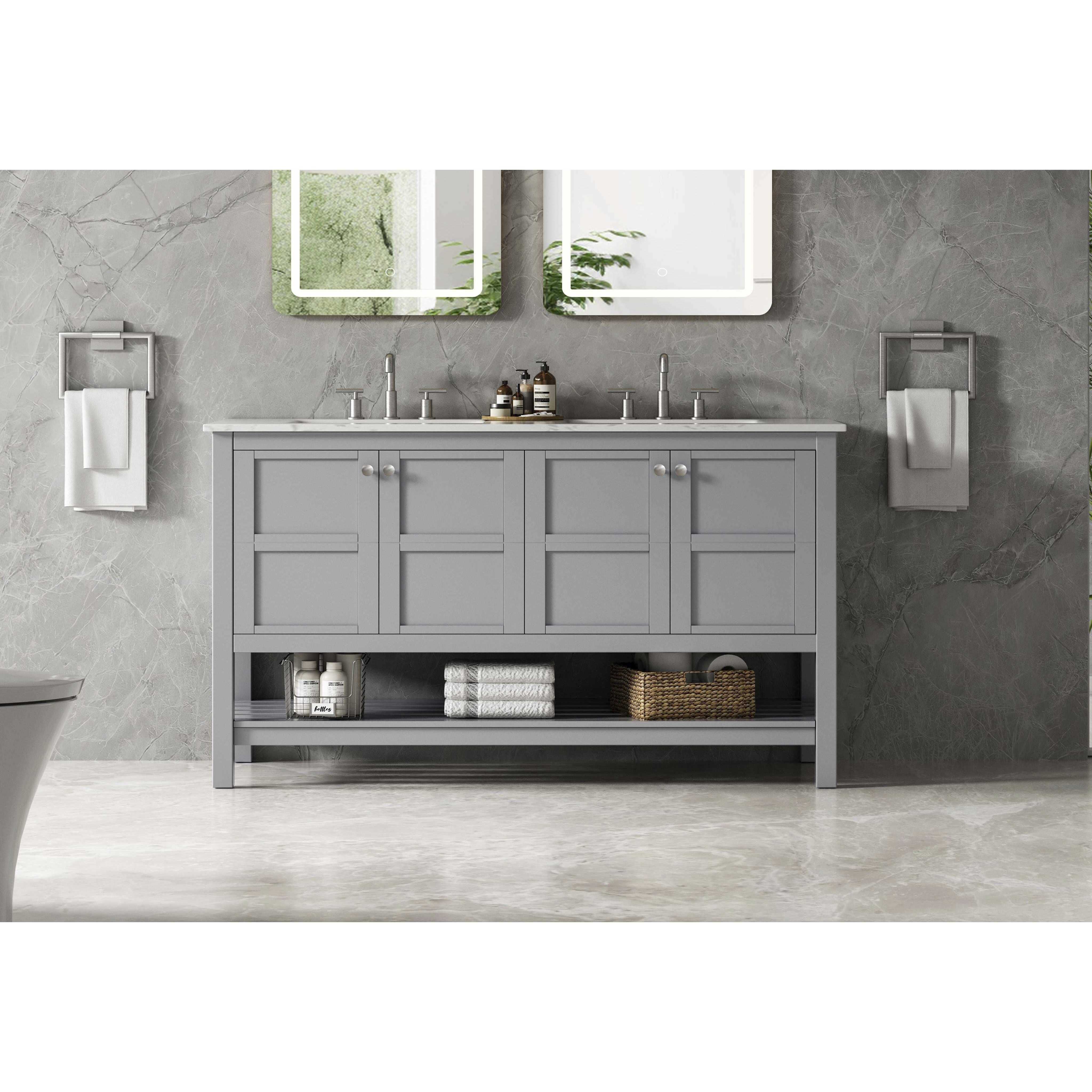 Theo 54 X 34 inch Grey Bathroom Vanity Cabinet