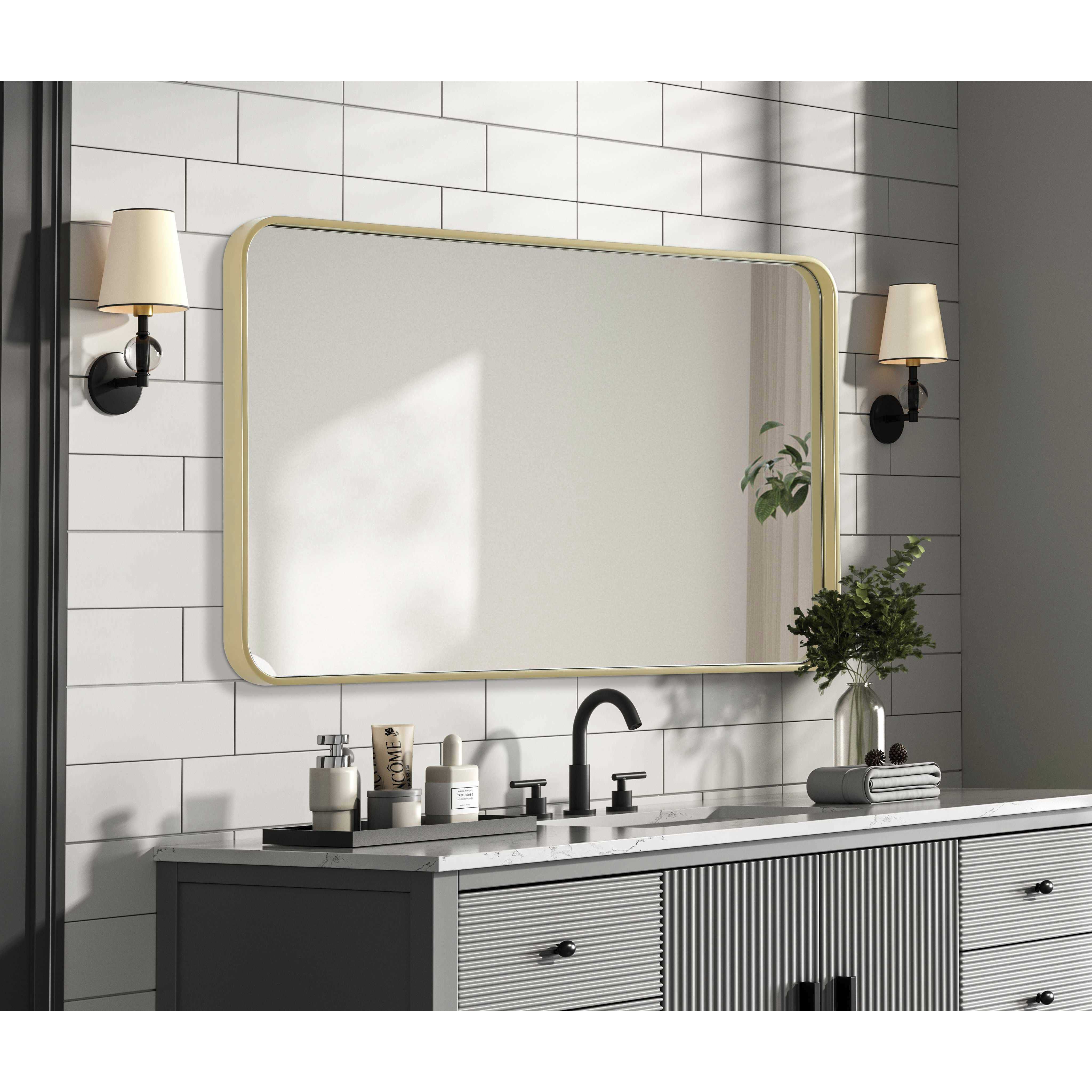 Remy 40 X 24 inch Brass Mirror