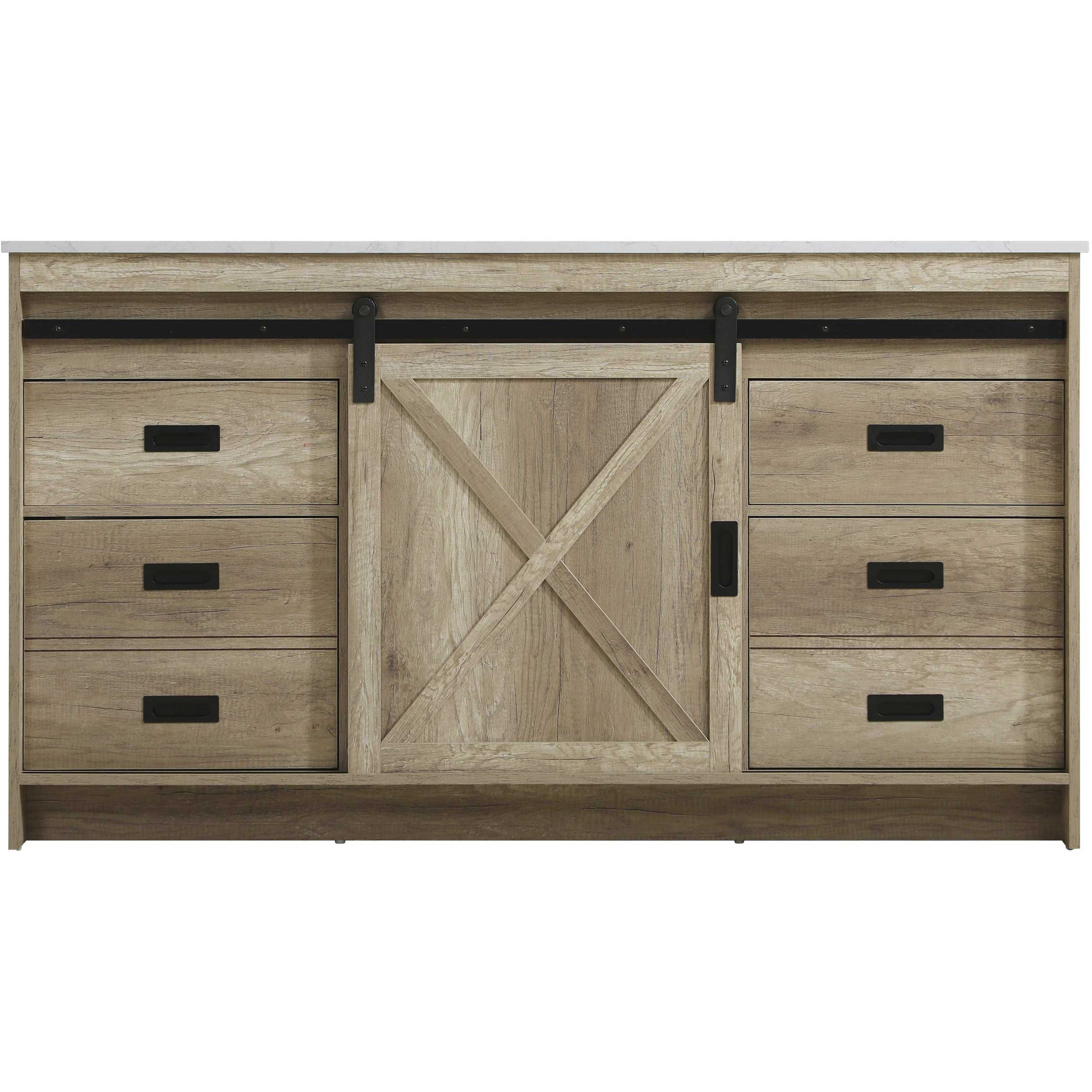 Austin 60 X 34 inch Natural Oak Bathroom Vanity Cabinet