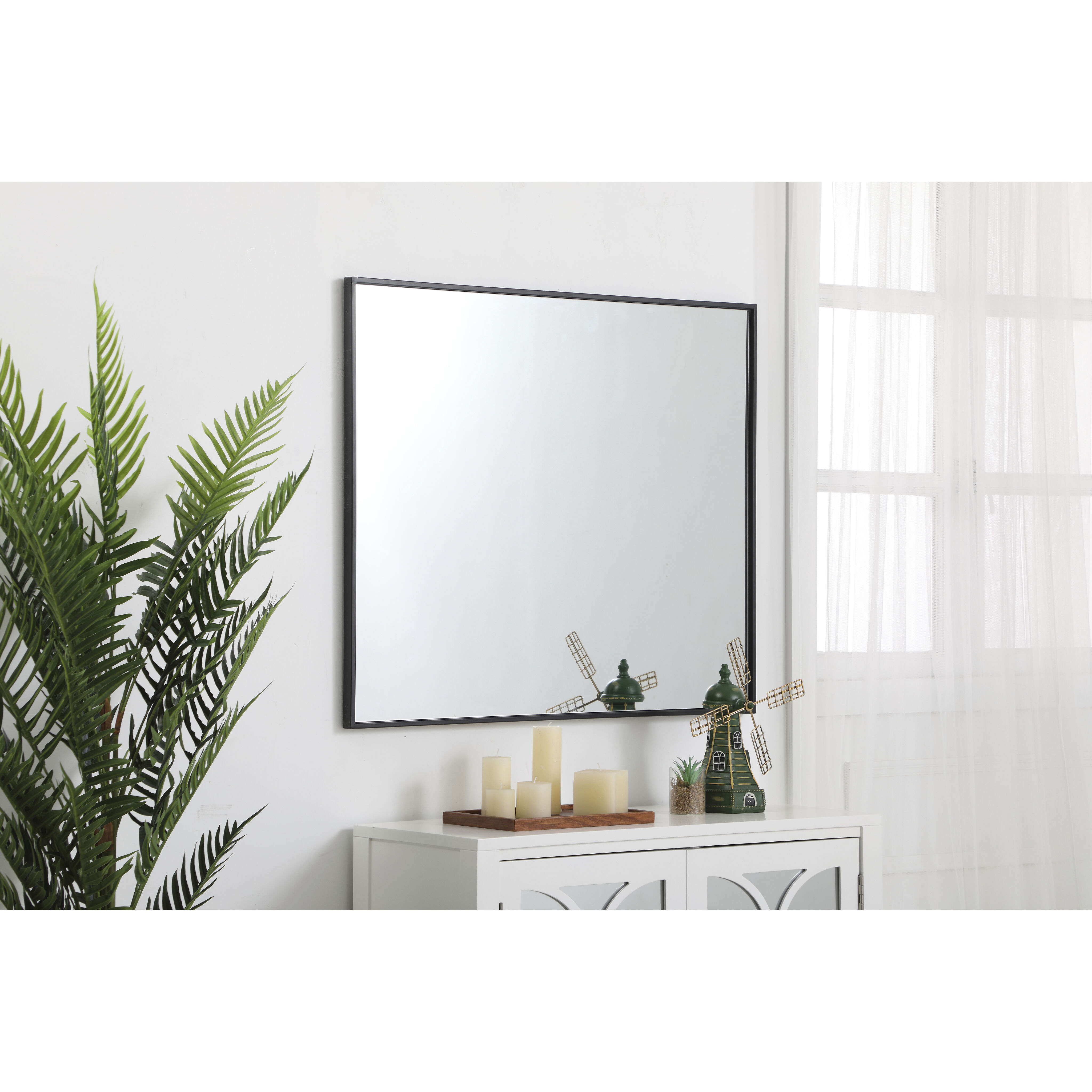 Monet 36 X 30 inch Black Wall Mirror