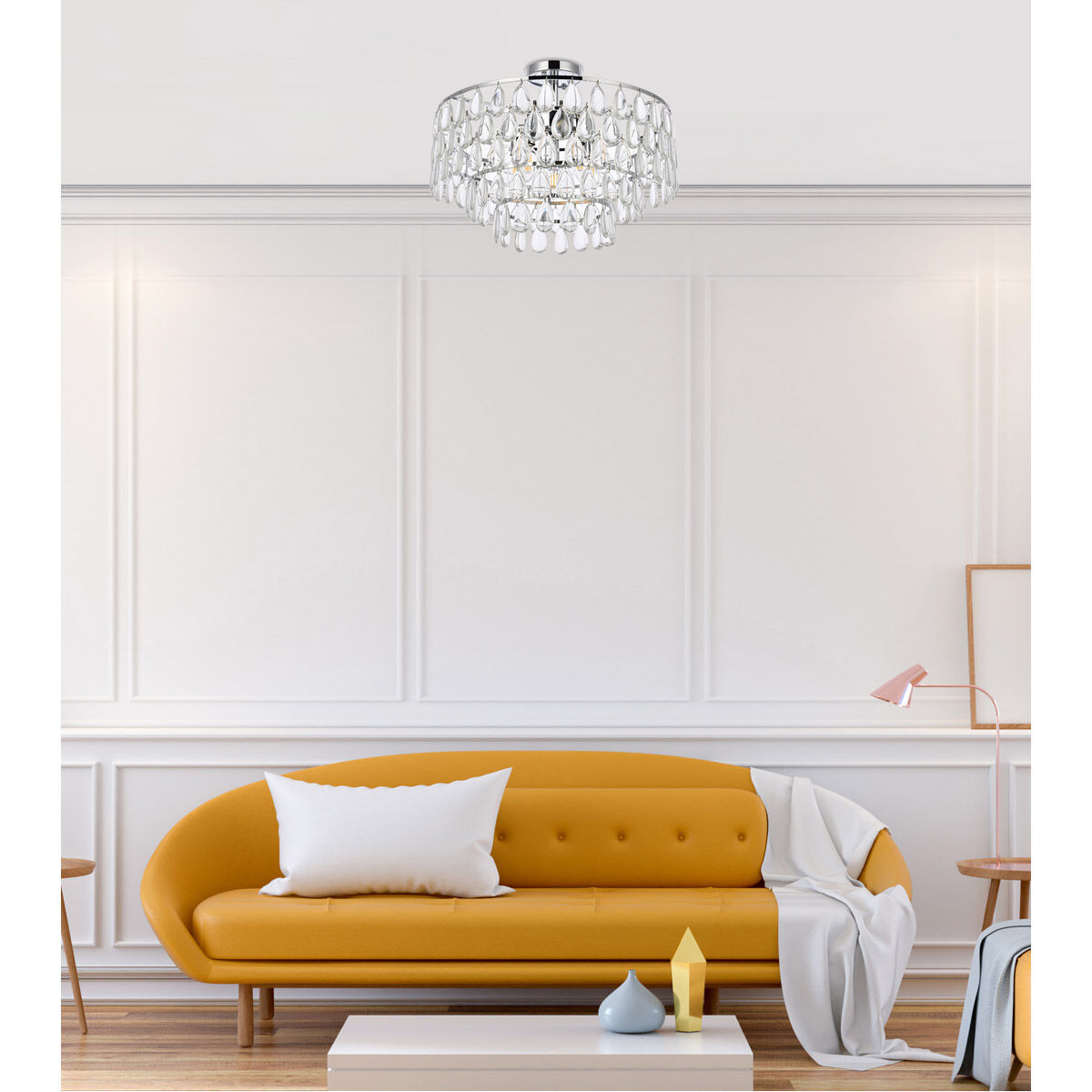 Mila 5 Light 20 inch Chrome Flush Mount Ceiling Light