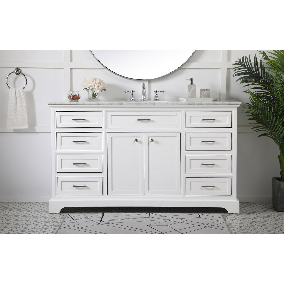 Americana 60 X 21.5 X 35 inch White Vanity Sink Set