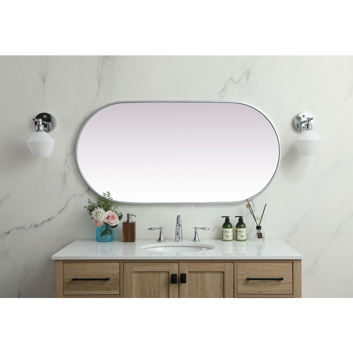 Asha 48 X 24 inch Silver Mirror in 24 x 48