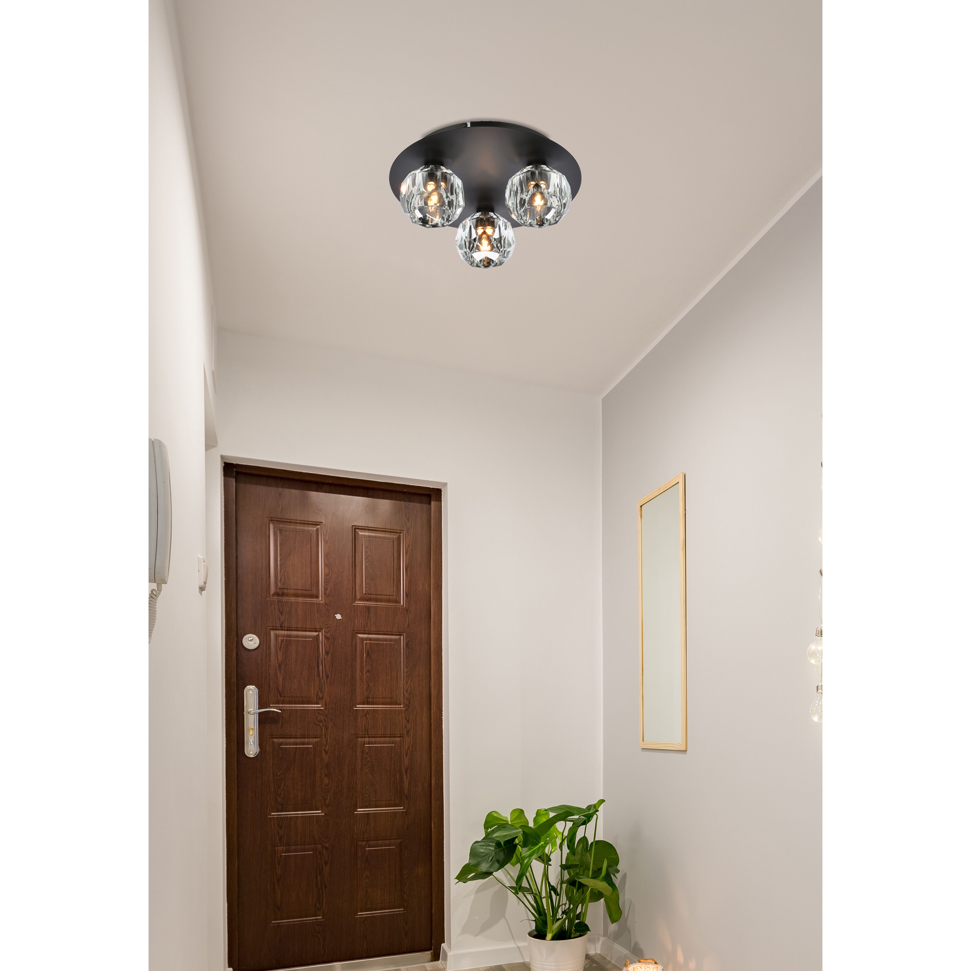 Graham 3 Light 12 inch Black Flush Mount Ceiling Light