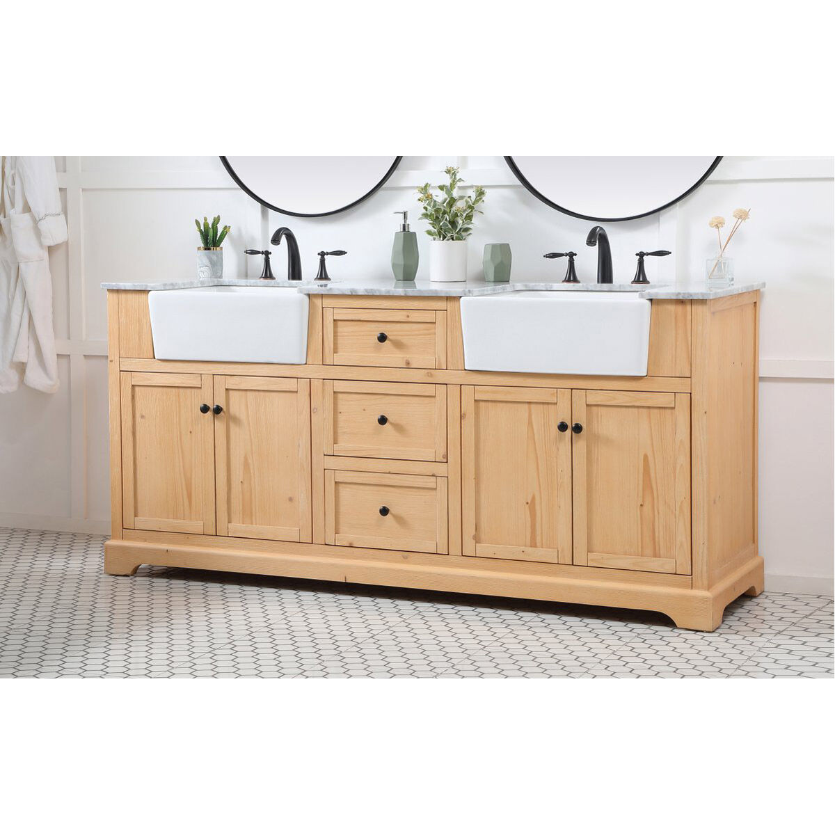 Franklin 72 X 22 X 35 inch Natural Wood Bathroom Vanity Cabinet
