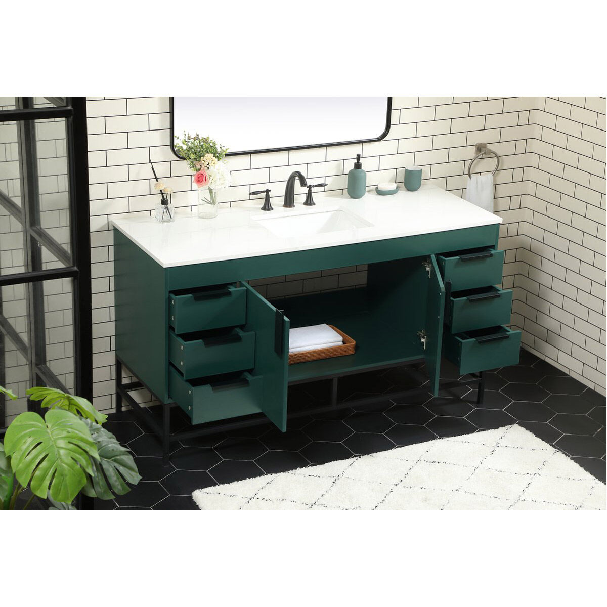 Eugene 60 X 22 X 33.5 inch Green Vanity Sink Set