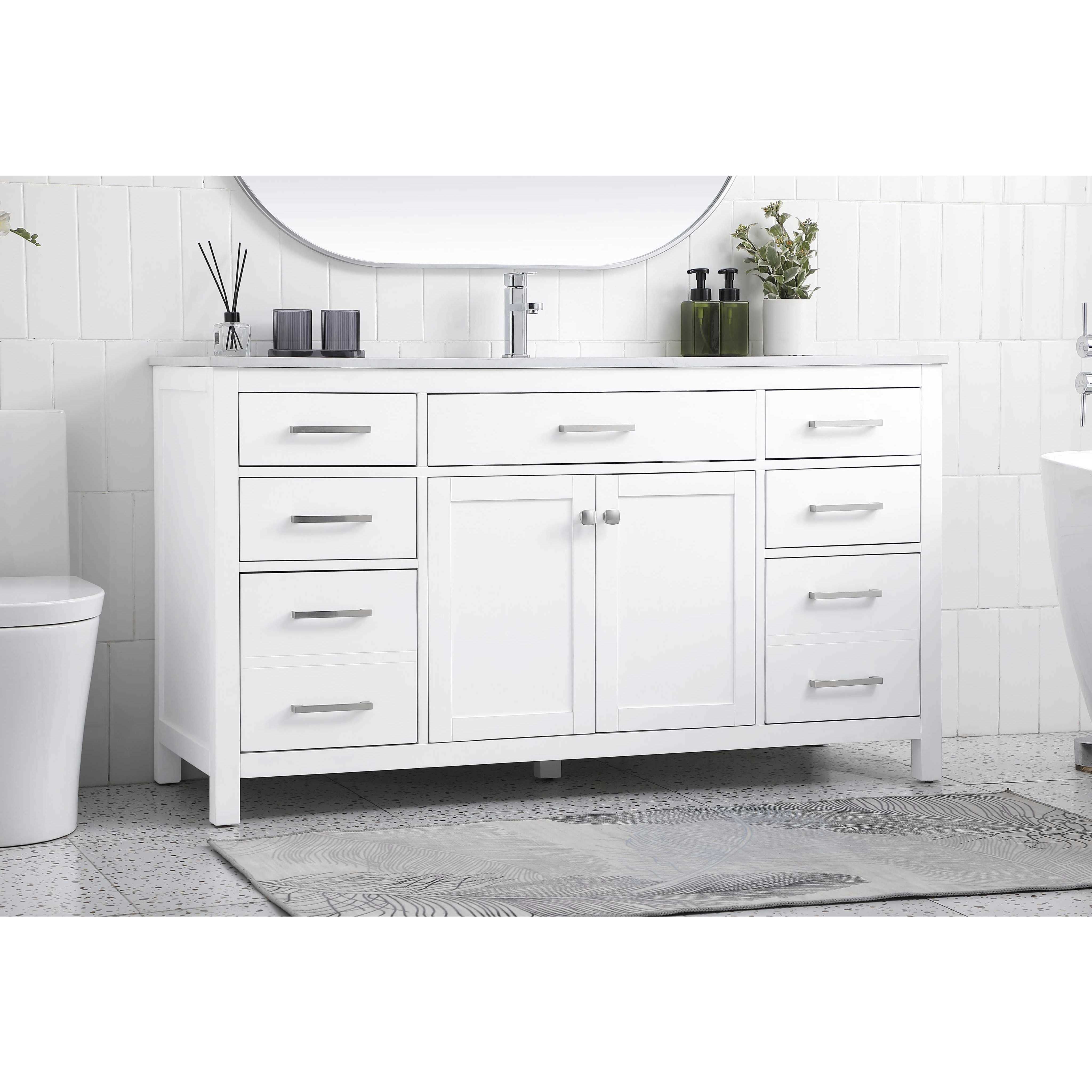 Lewis 60 X 22 X 34 inch White Vanity Sink Set