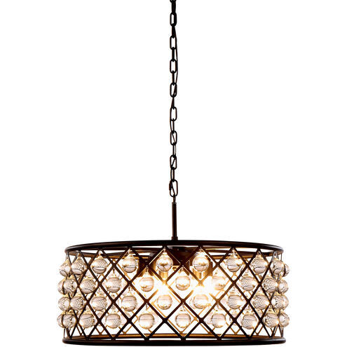 Madison 6 Light 25 inch Matte Black Pendant Ceiling Light in Clear, Smooth Royal Cut, Urban Classic
