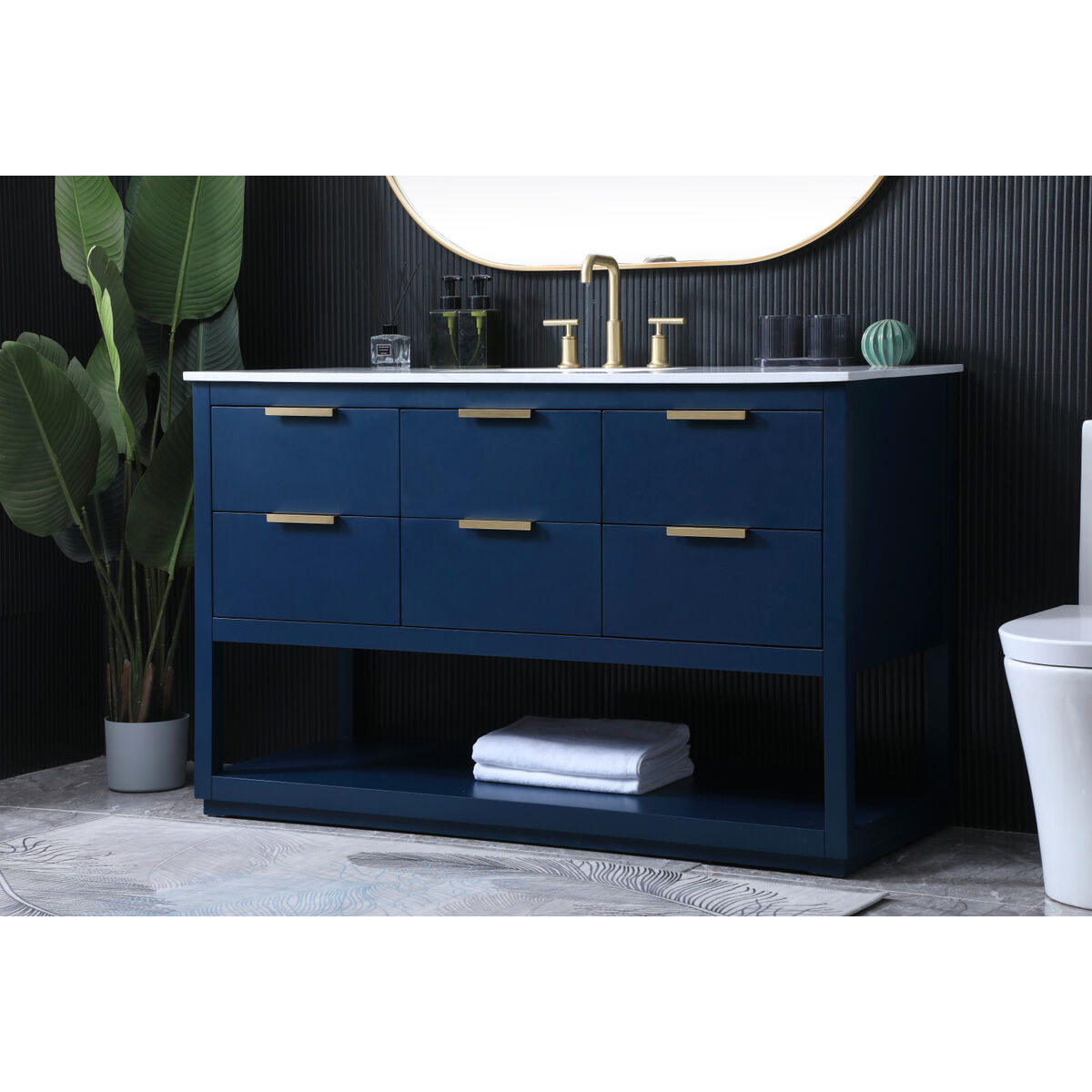Larkin 54 X 22 X 34 inch Blue Vanity Sink Set